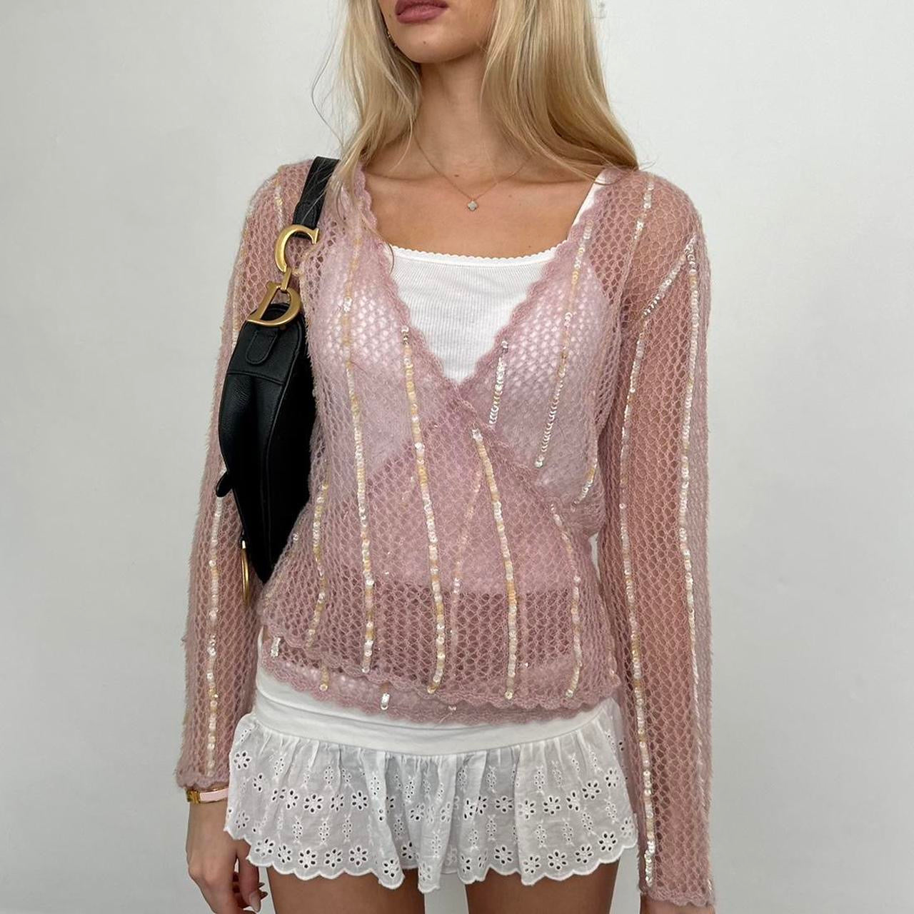 Vintage 90ās pink knit wrap top