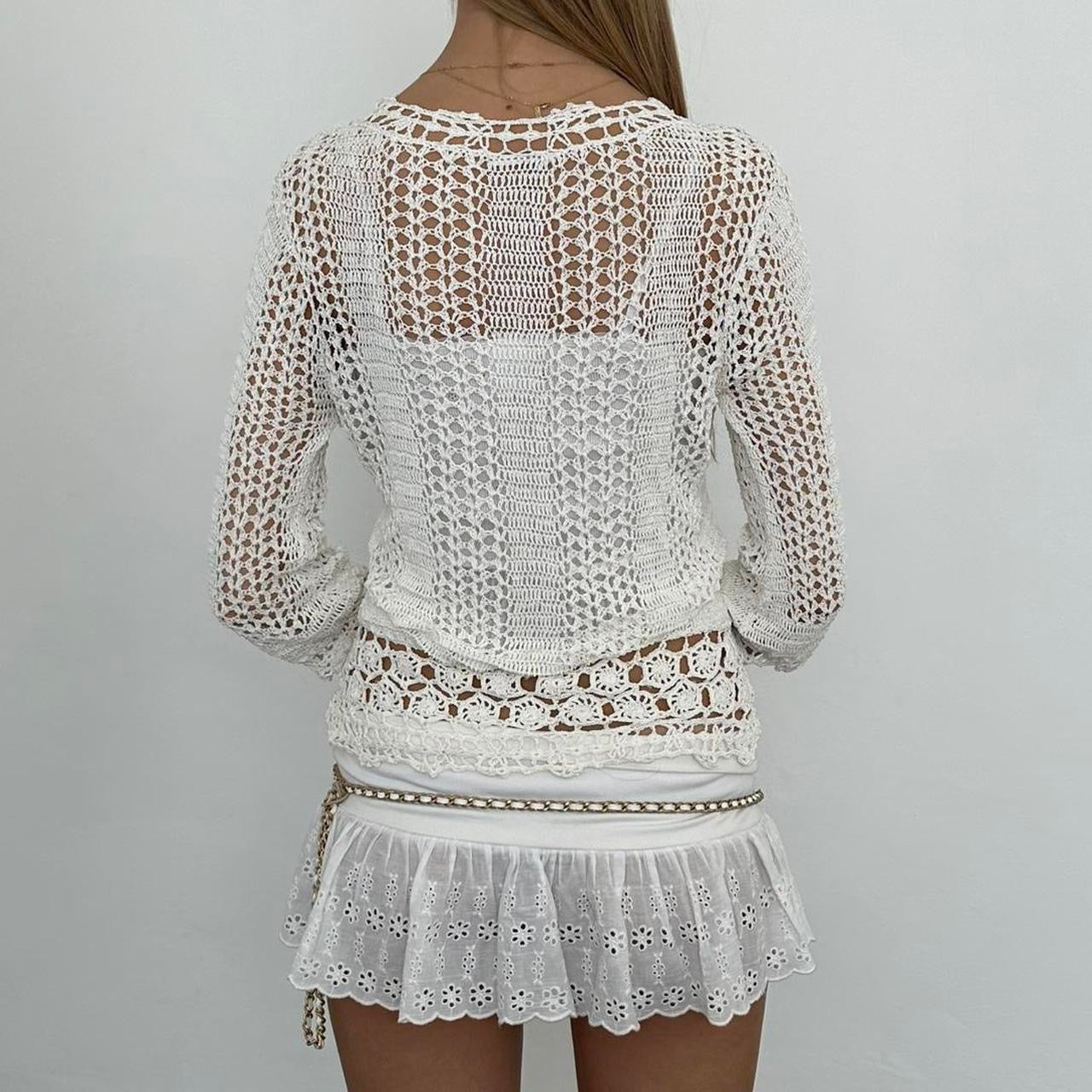 Vintage white crochet delicate layering top