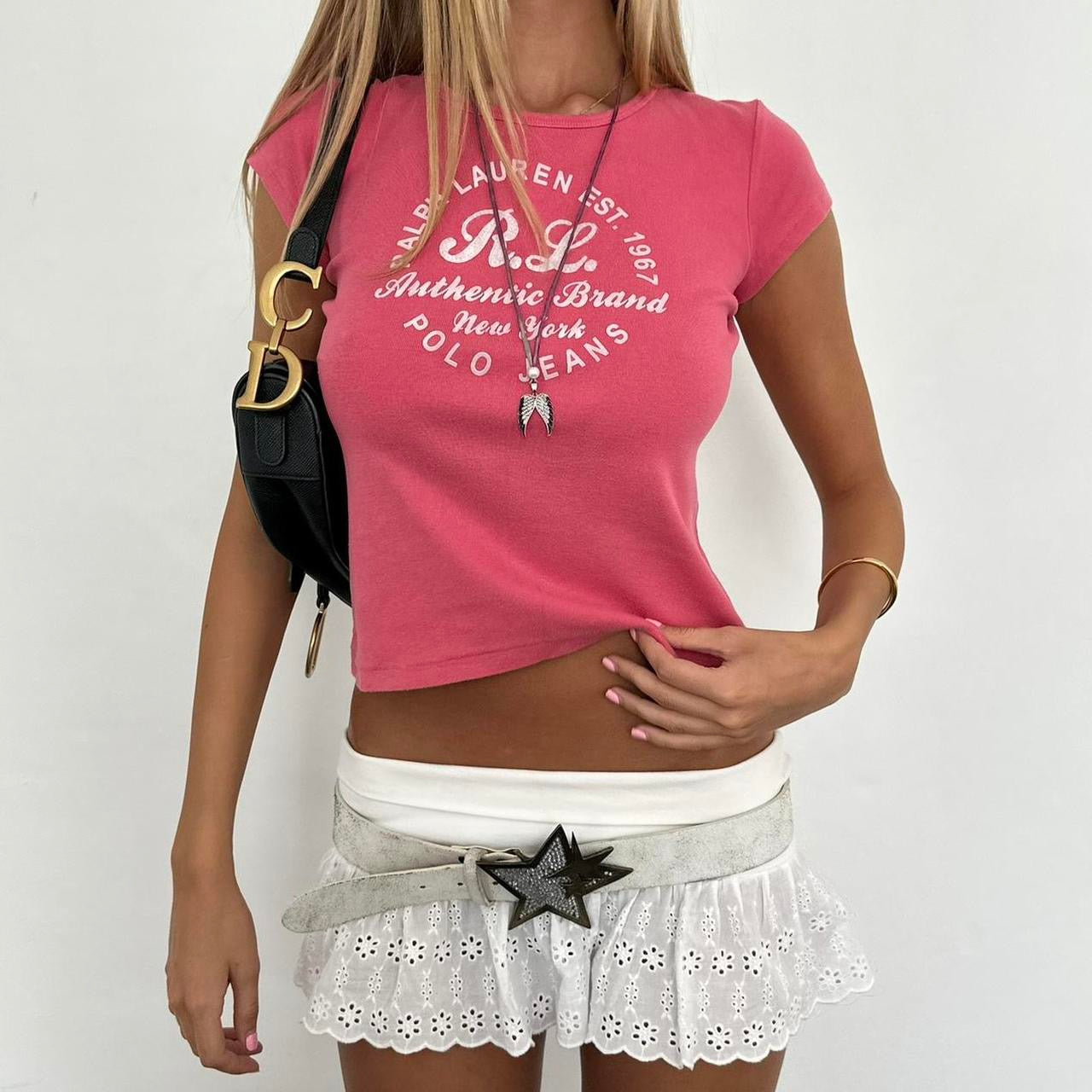 Vintage 2000s pink Polo Ralph Lauren graphic baby tee