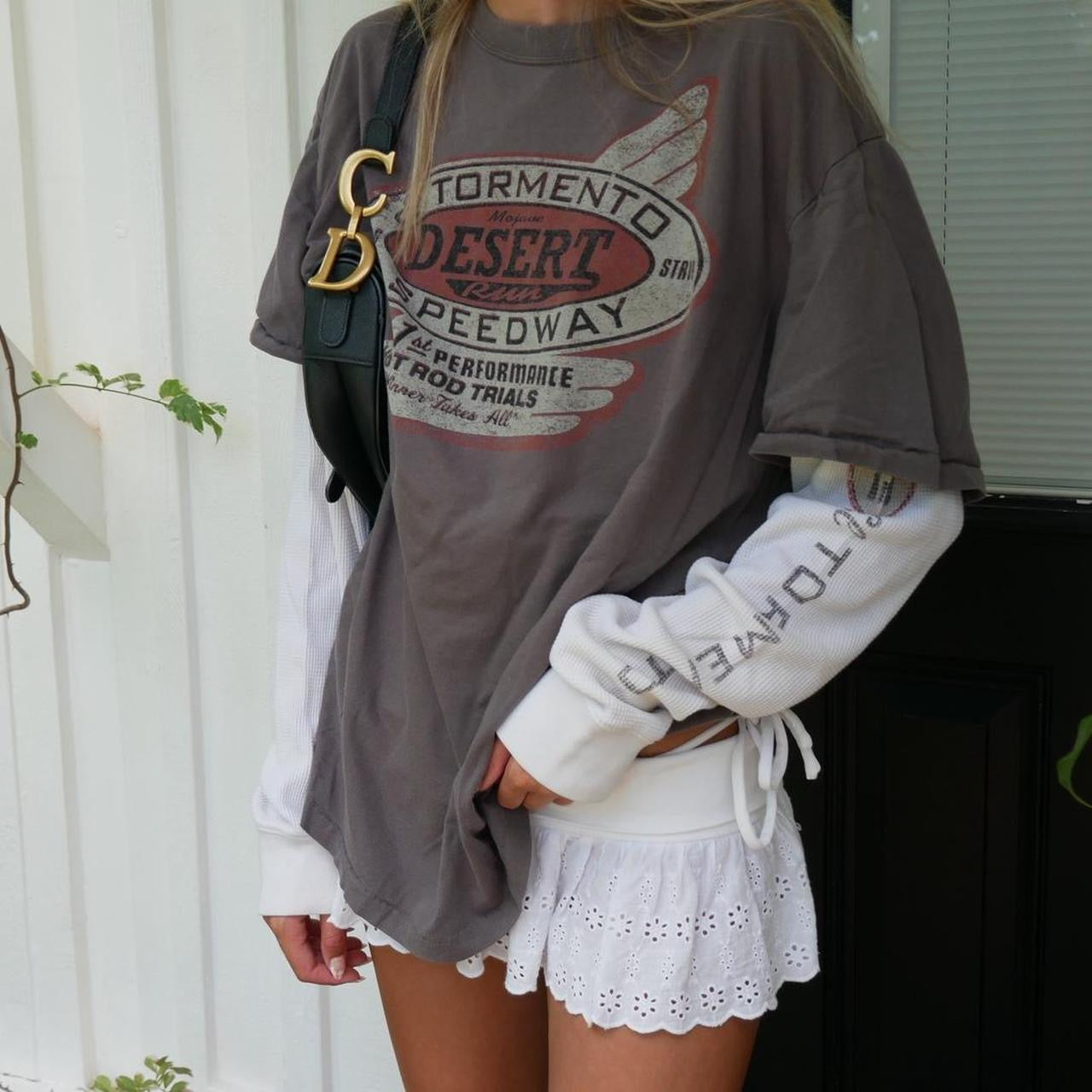 Vintage graphic double layered long sleeve top