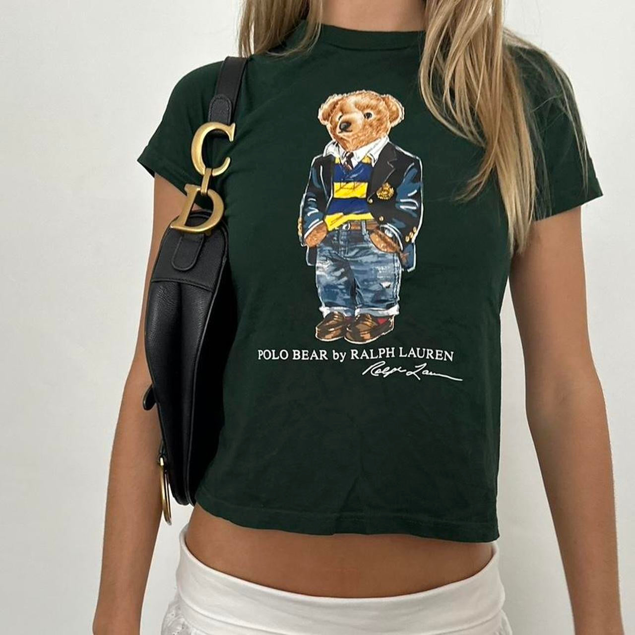 Vintage Polo Ralph Lauren dark green bear graphic baby tee