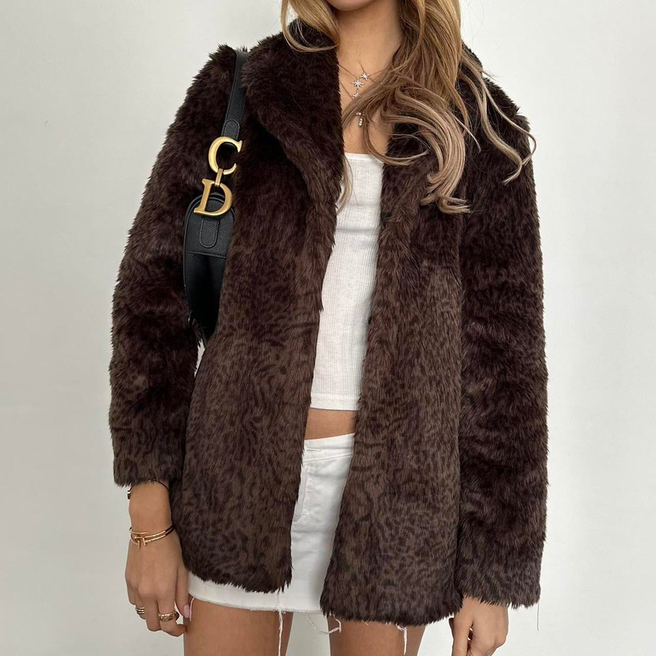 Vintage 2000’s brown faux fur jacket