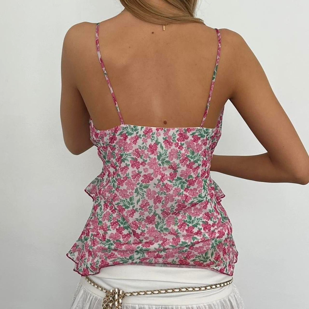 Vintage 2000’s pink floral babydoll top
