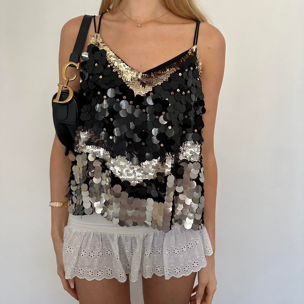 Vintage sequin embellished cami top