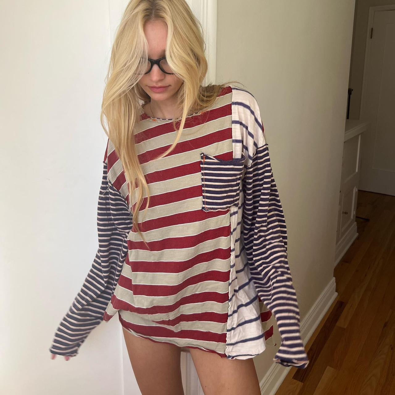 Vintage Free People patchwork relaxed fit top