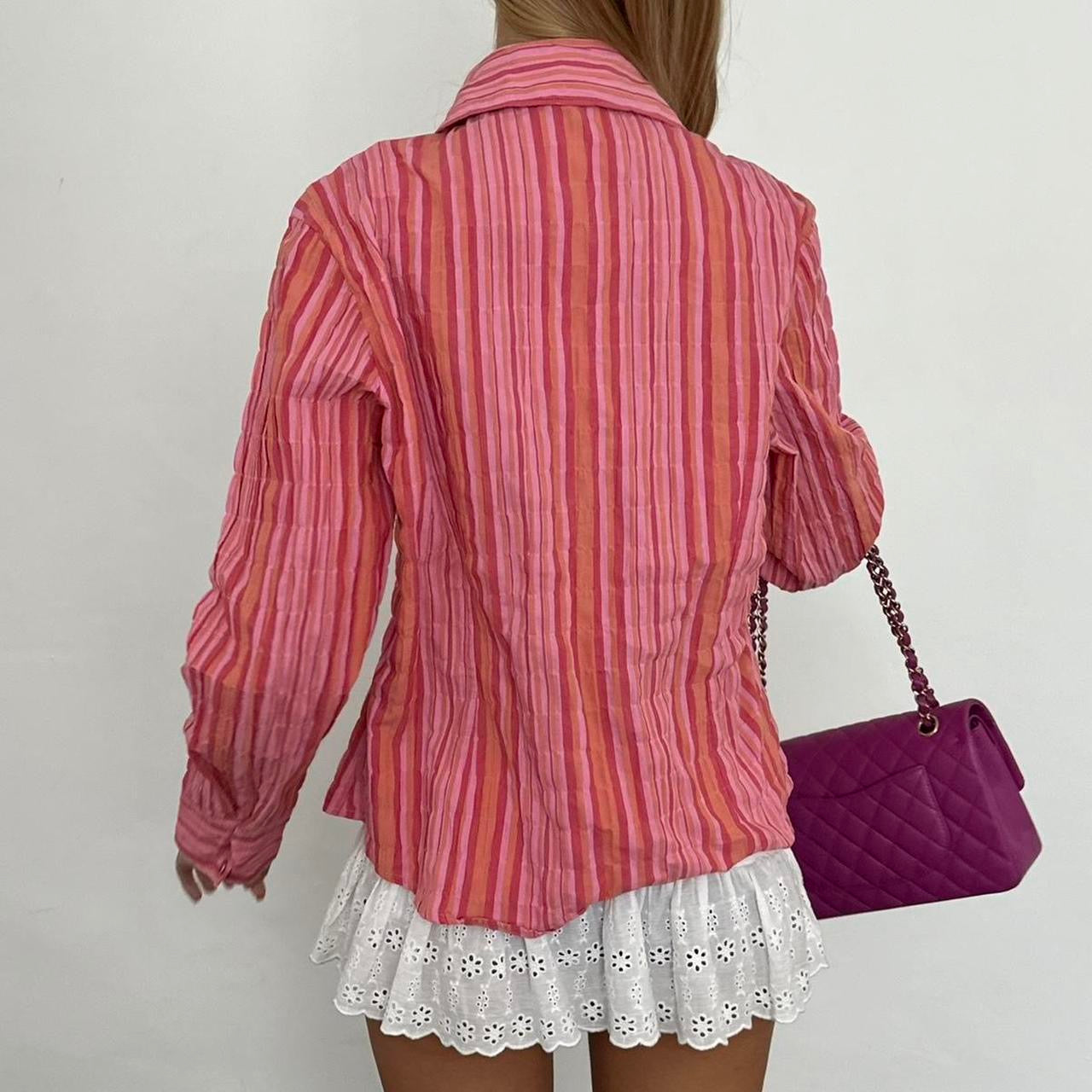 Vintage 2000’s pink and orange stripe shirt