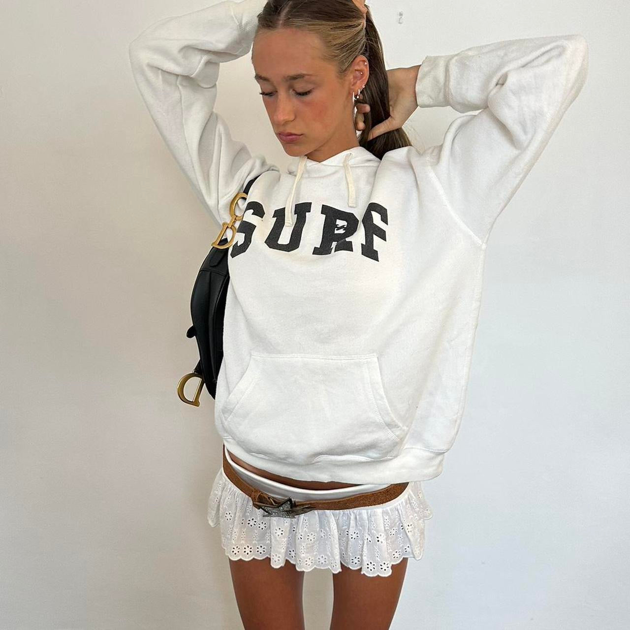Vintage surf white hoodie