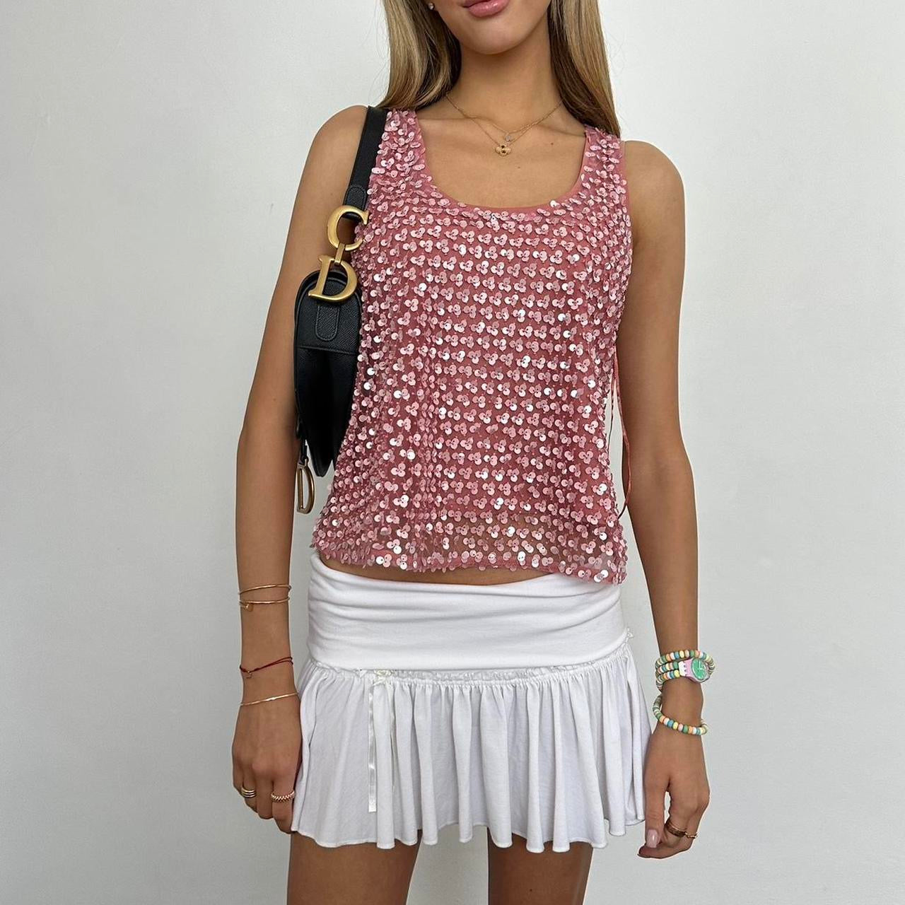 Vintage 2000s pink sequin cami top
