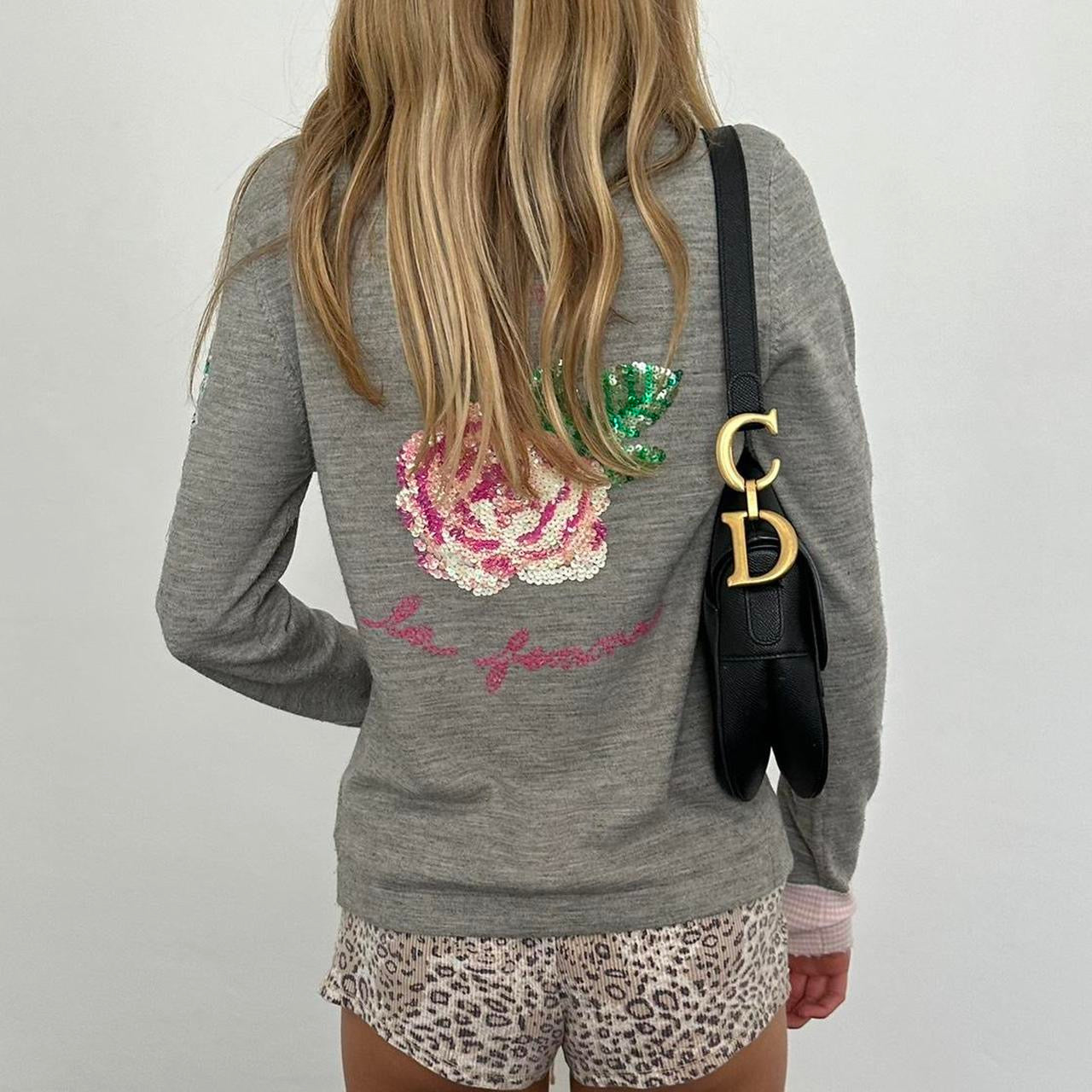 Vintage sequin grey cardigan