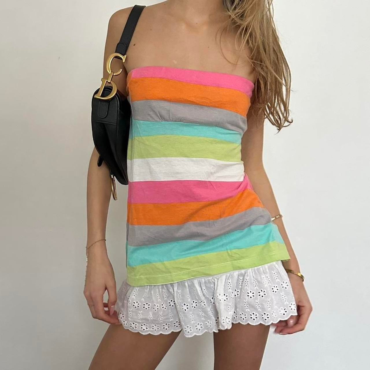 Vintage 90’s colourful island strapless top