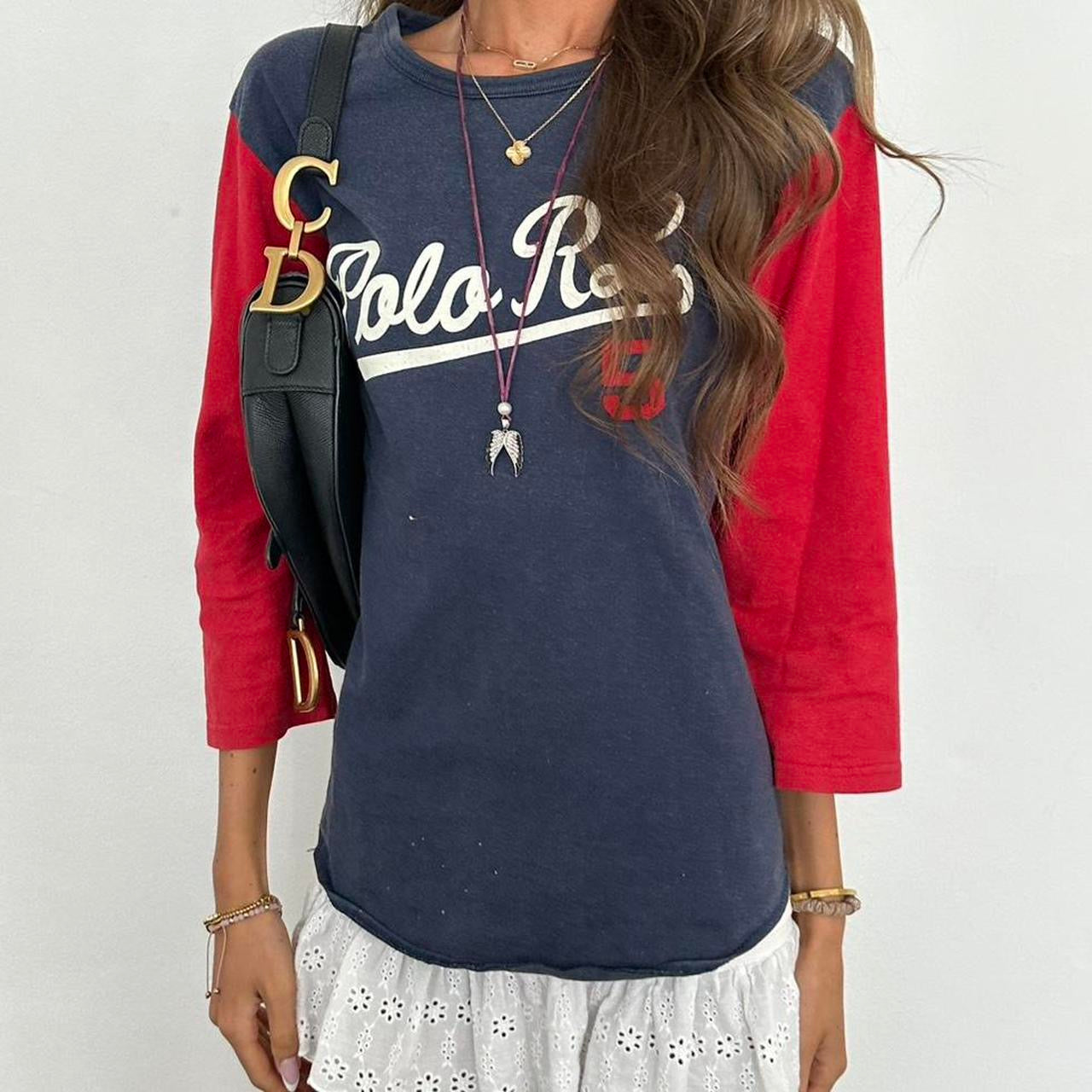 Vintage 90’s Polo Ralph Lauren navy and red jersey top
