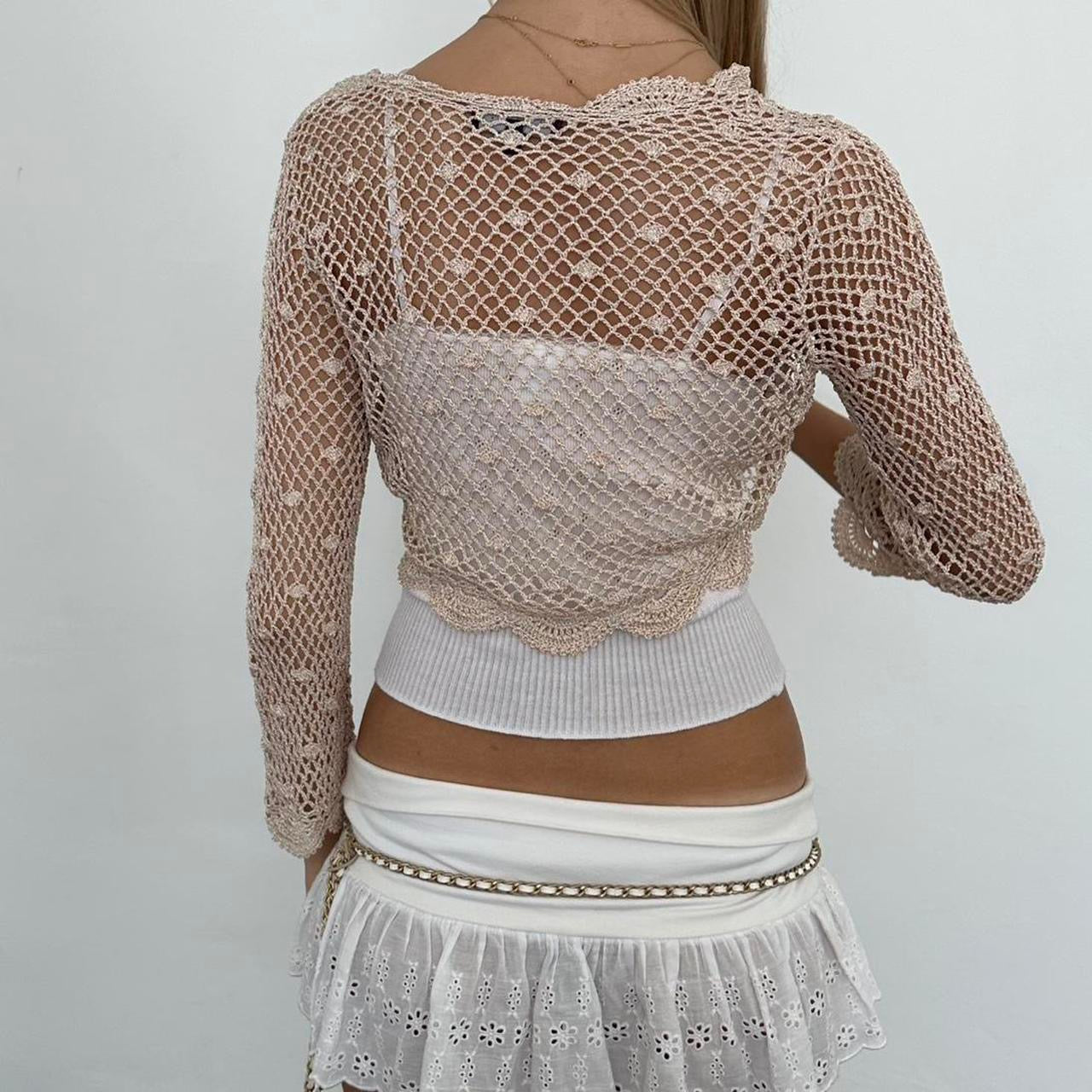 Vintage cream crochet delicate layering top