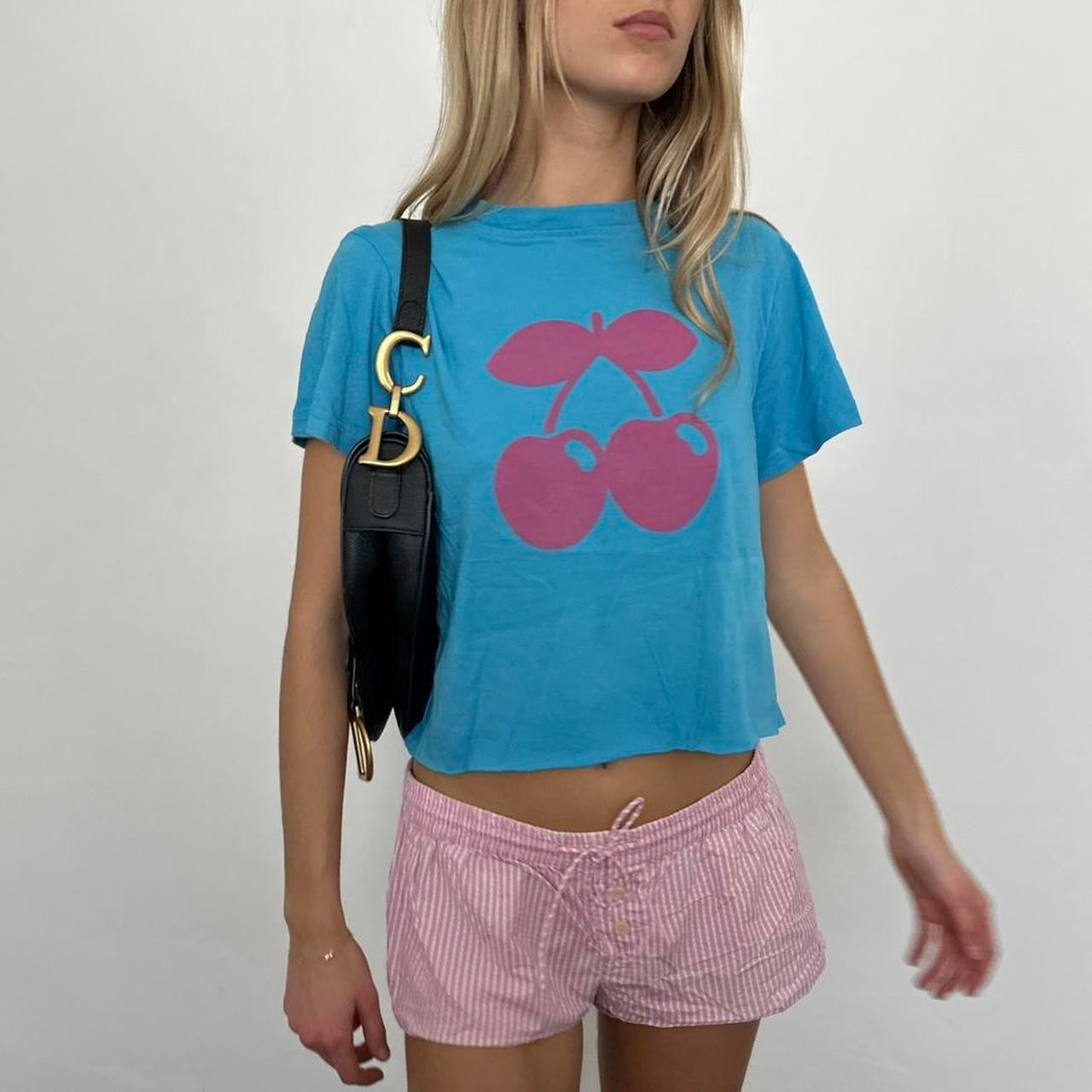 Vintage Pacha pink and blue cherry baby tee