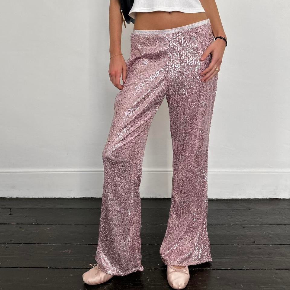 Vintage pink sequin embellished pants