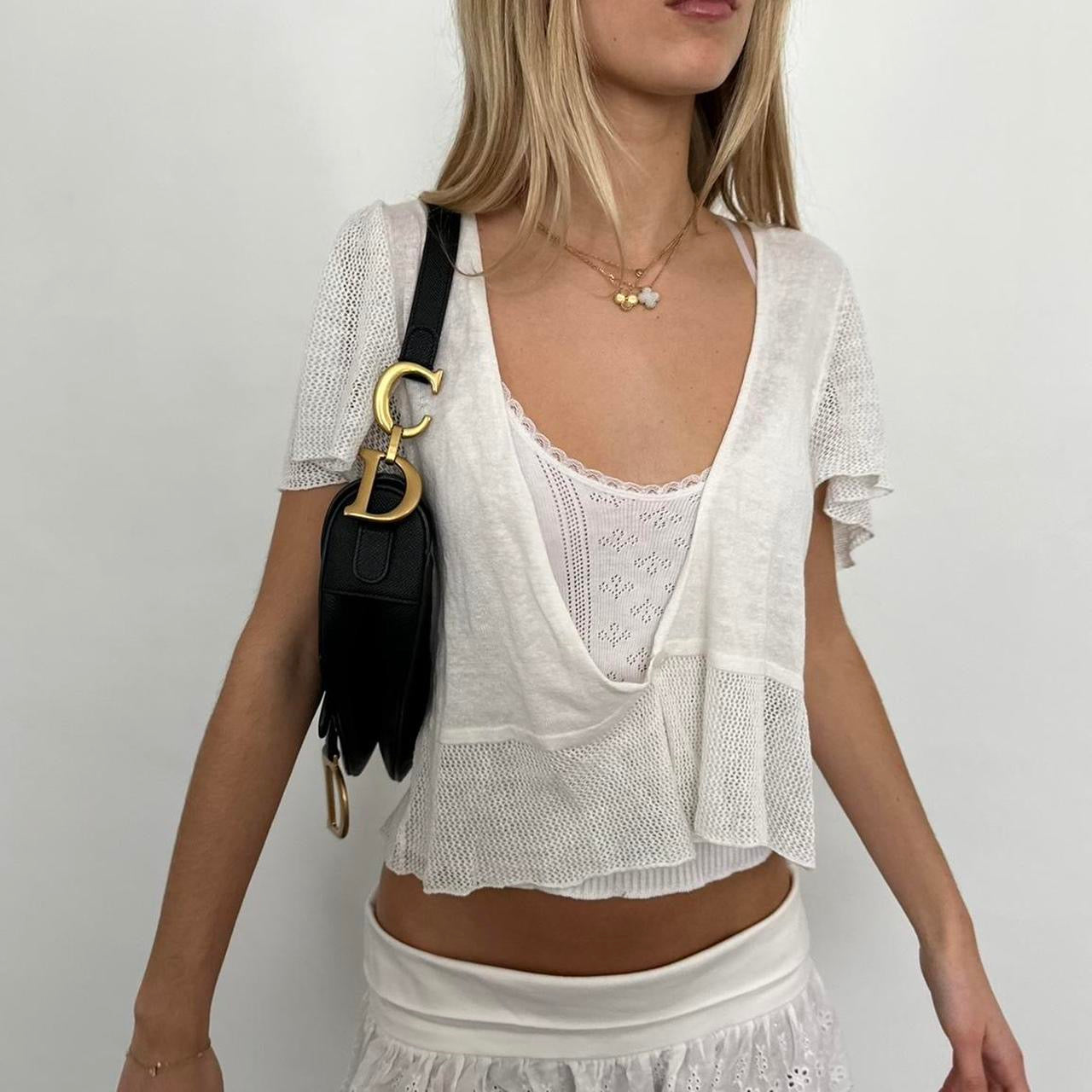 Vintage white layering short sleeve top