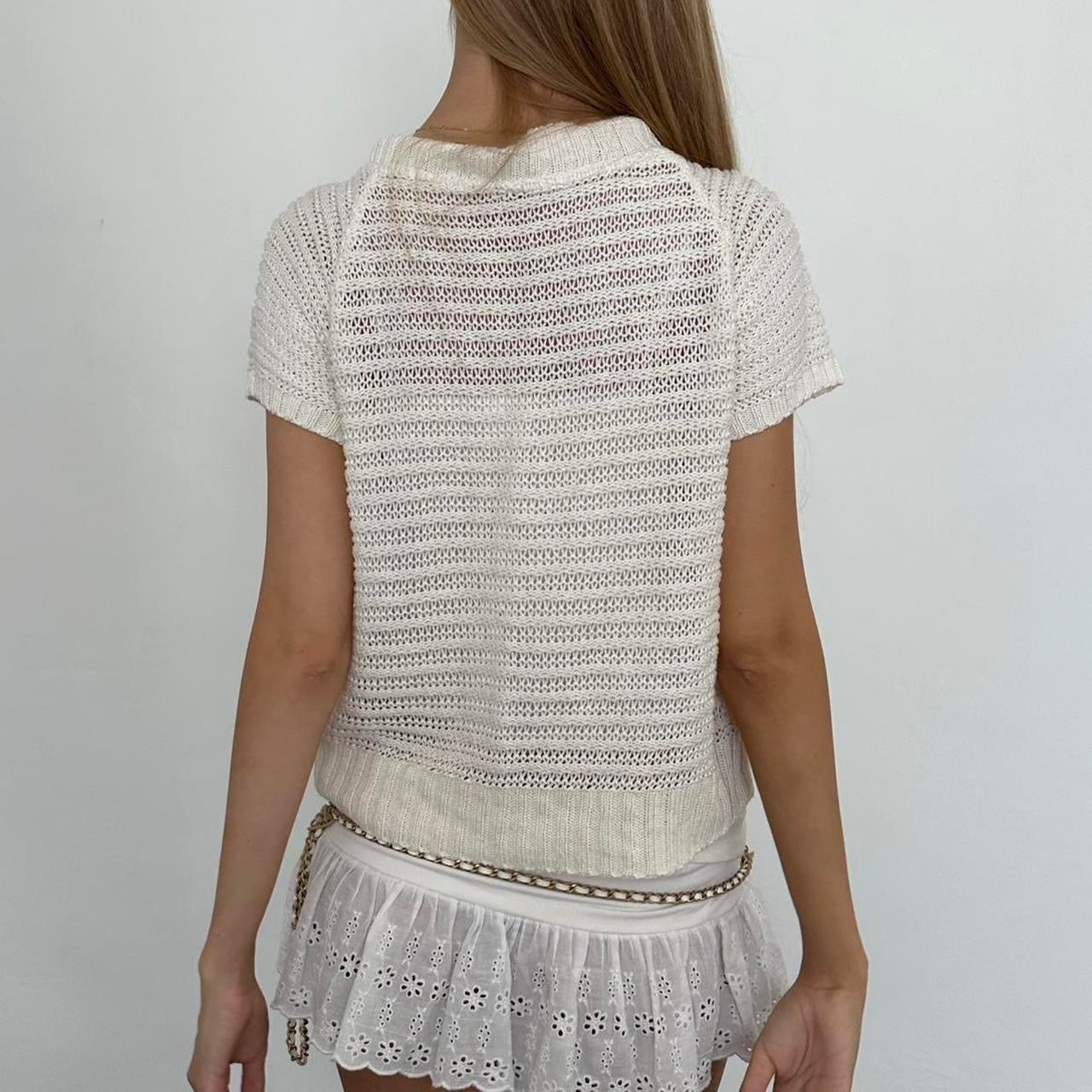 Vintage white crochet delicate layering top