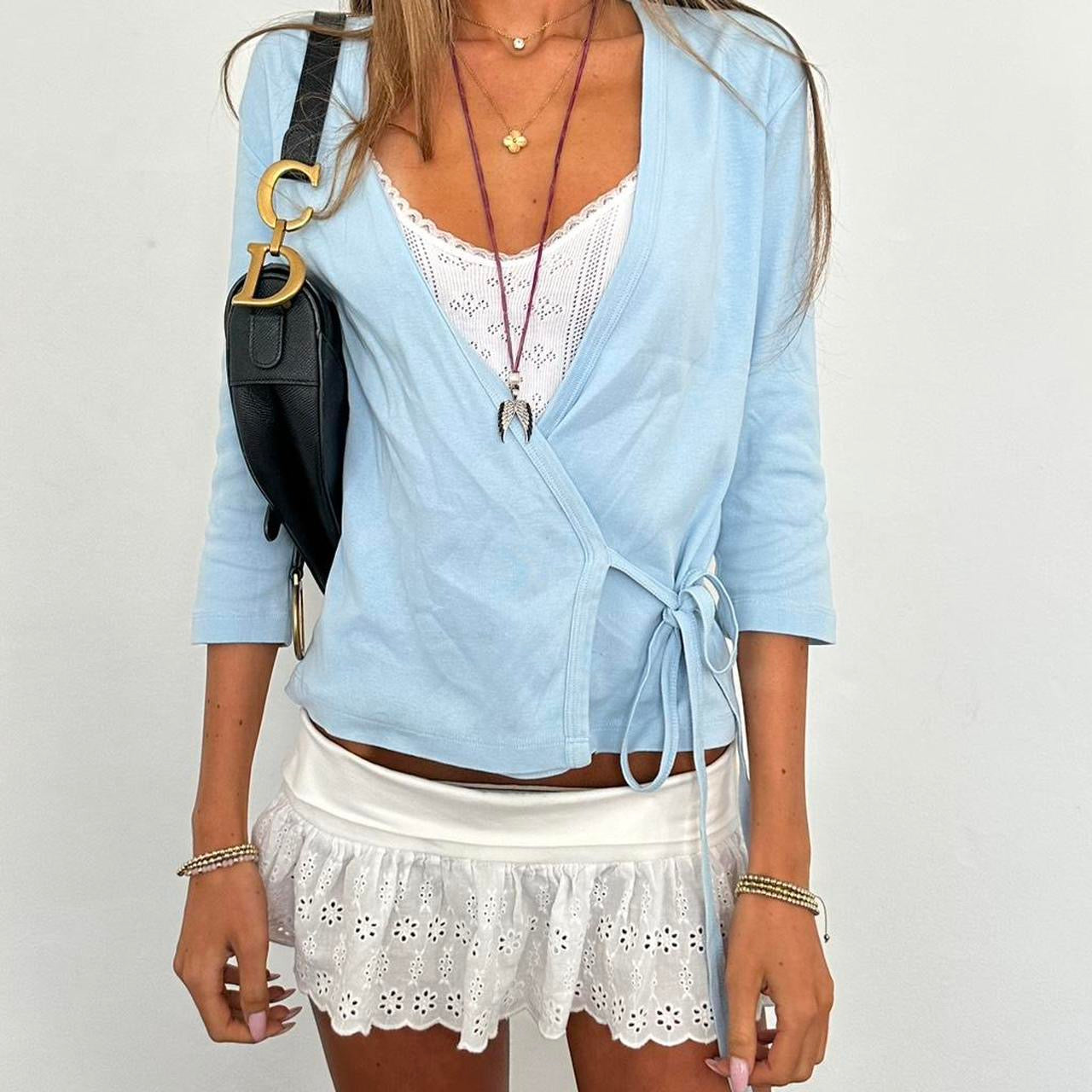 Vintage 2000s blue wrap cardigan top