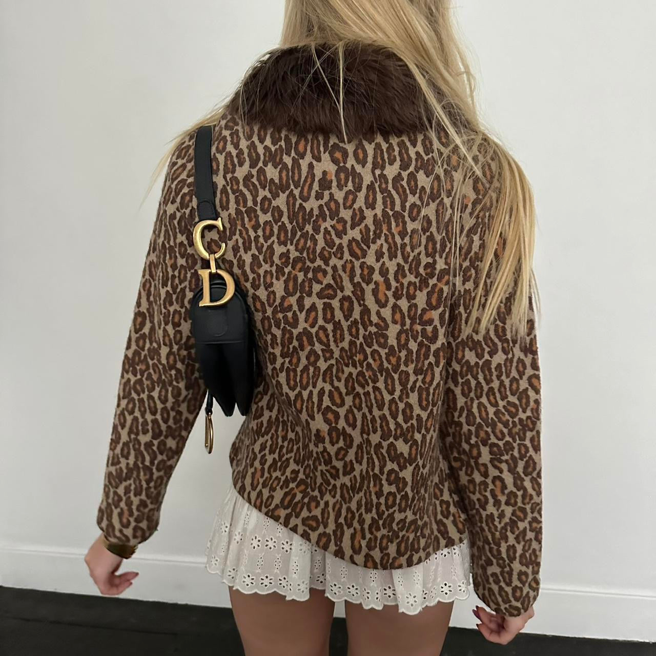Vintage 90’s faux fur leopard cardigan