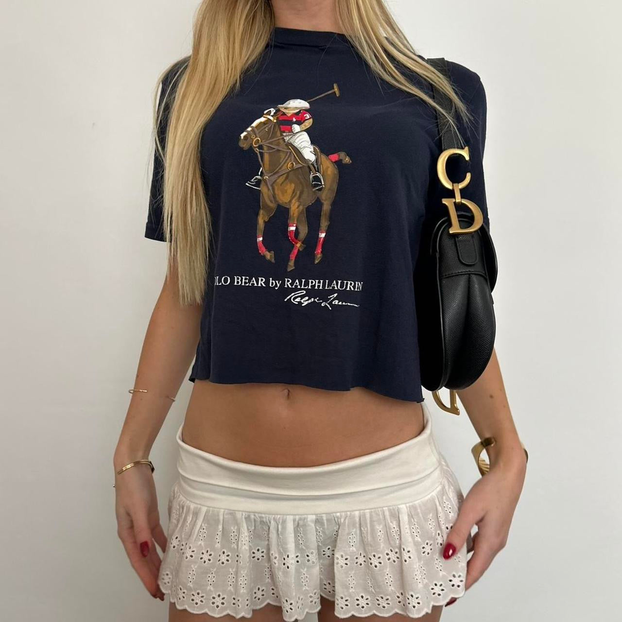 Vintage Ralph Lauren navy polo horse baby tee