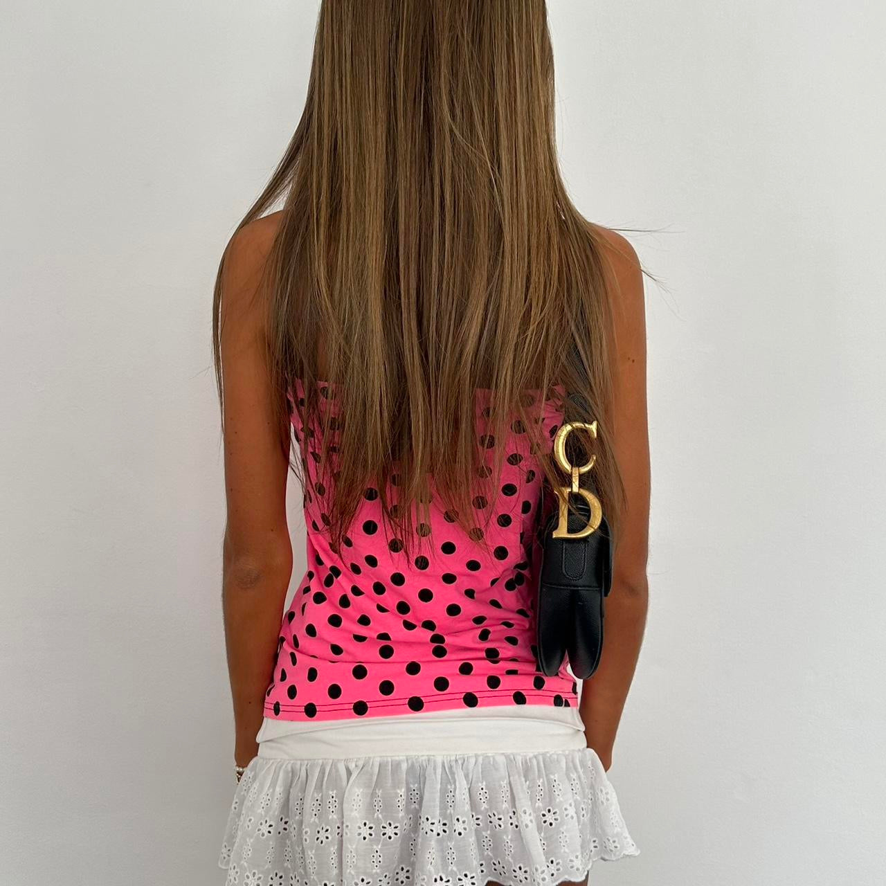 Vintage 2000’s pink polka dot tube strapless top