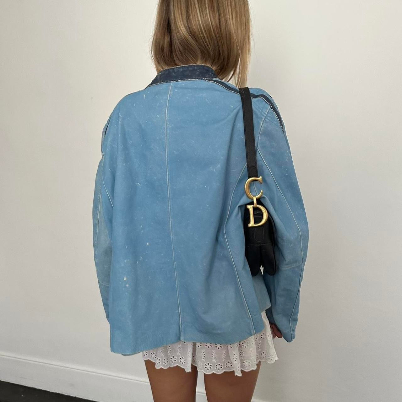 Vintage 90’s blue leather jacket