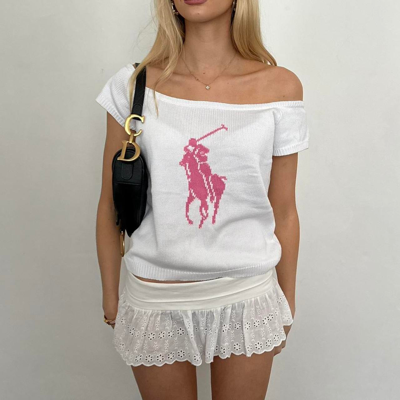 Vintage Ralph Lauren preppy knit off shoulder top