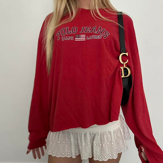 Vintage Polo Ralph Lauren red graphic long sleeve T-shirt