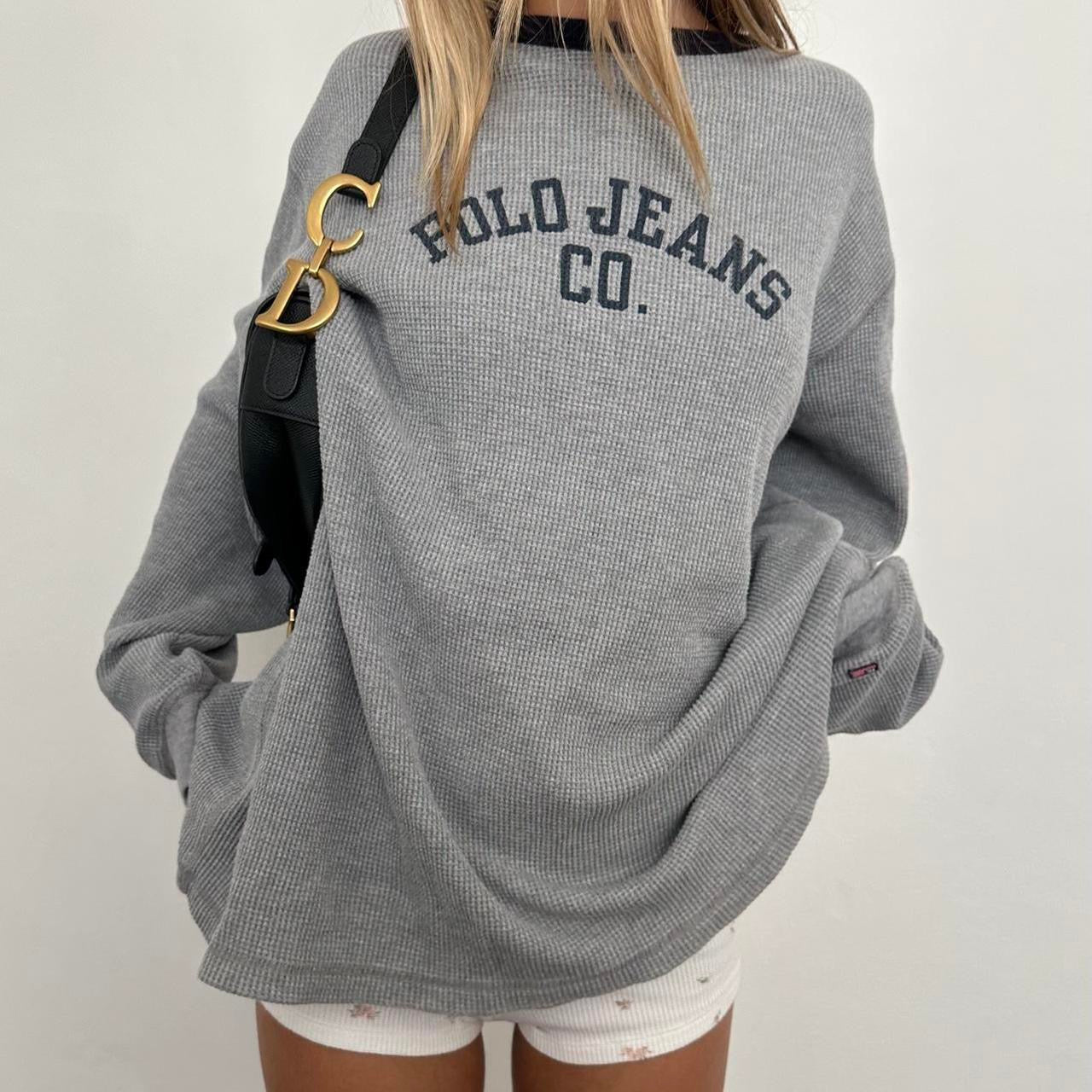 Vintage 90’s Ralph Lauren grey waffle long sleeve top