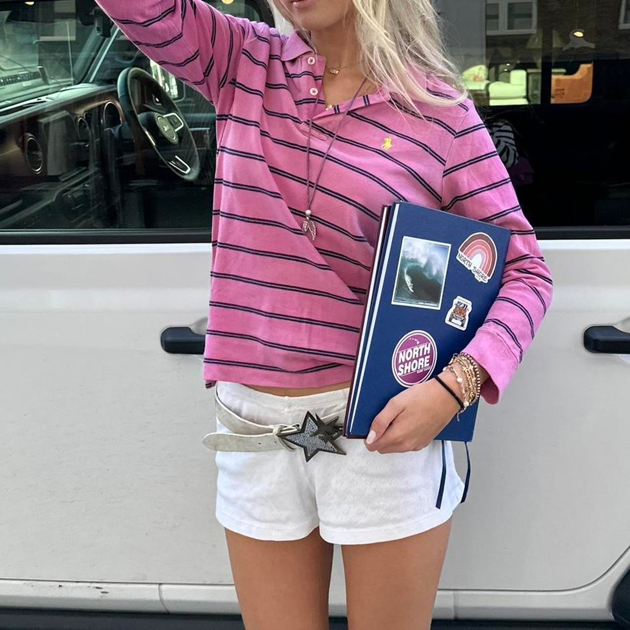 Vintage Ralph Lauren pink stripe polo shirt