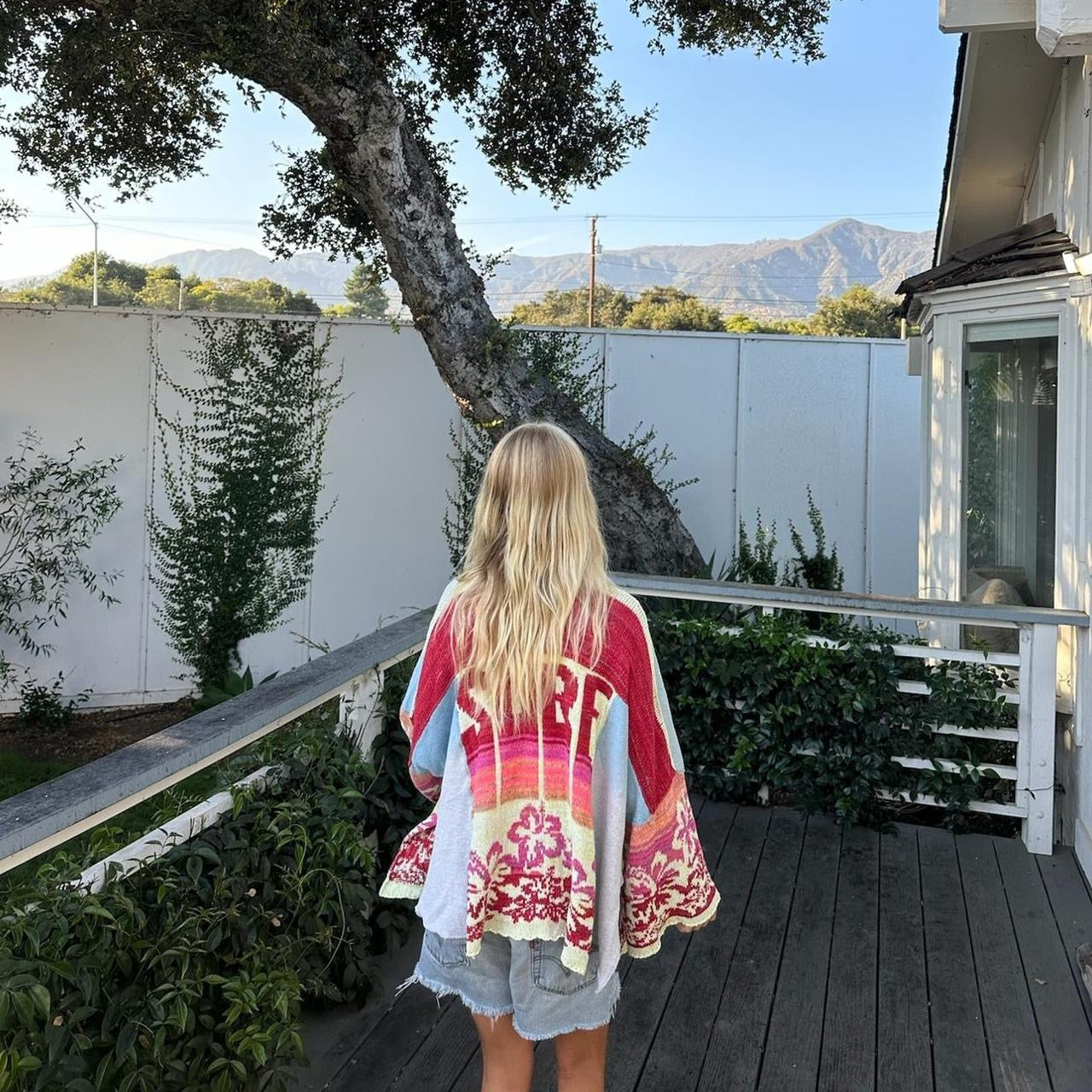 Vintage surf tropical knit cardigan sweater