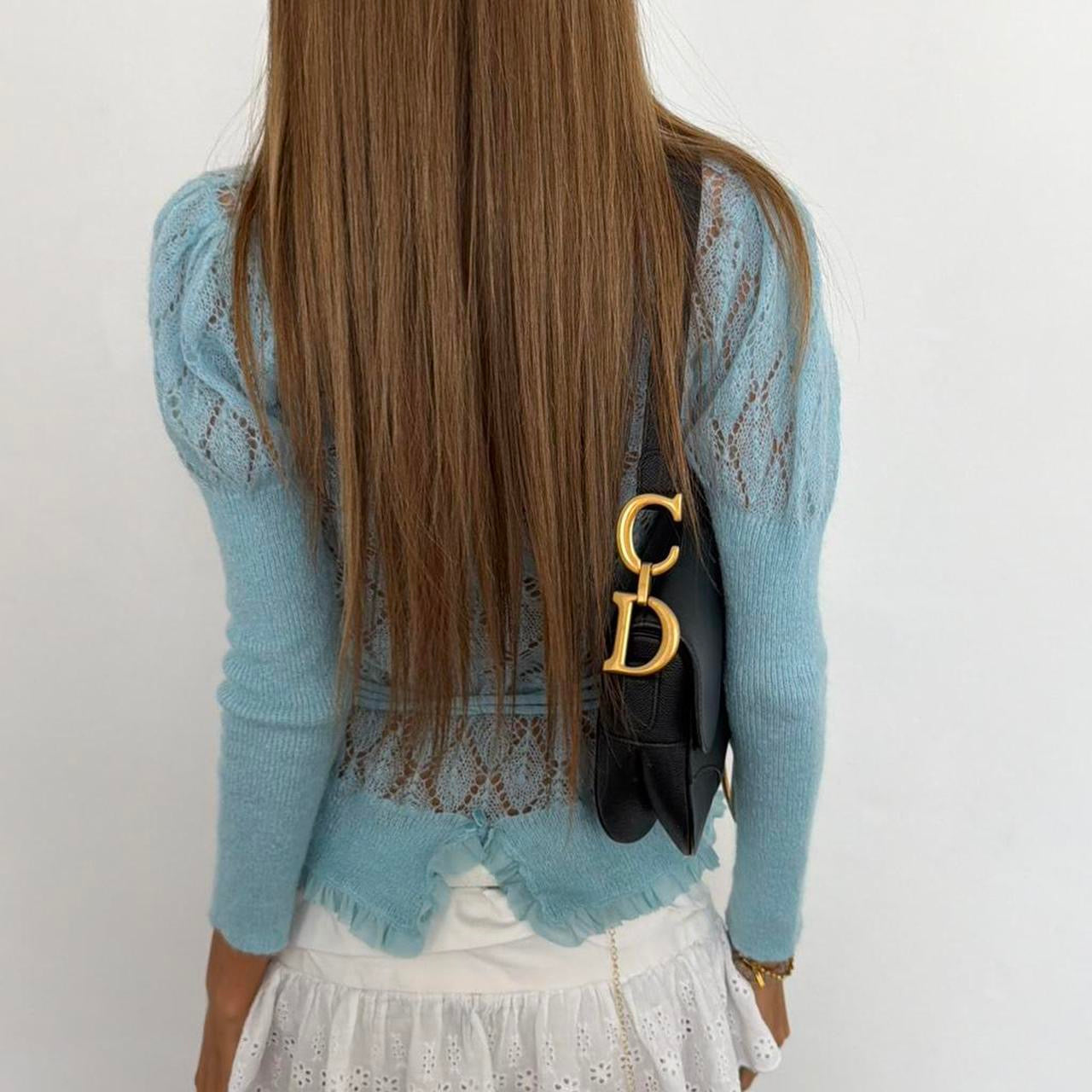 Vintage 00s Victoria’s Secret blue boho knit wrap top