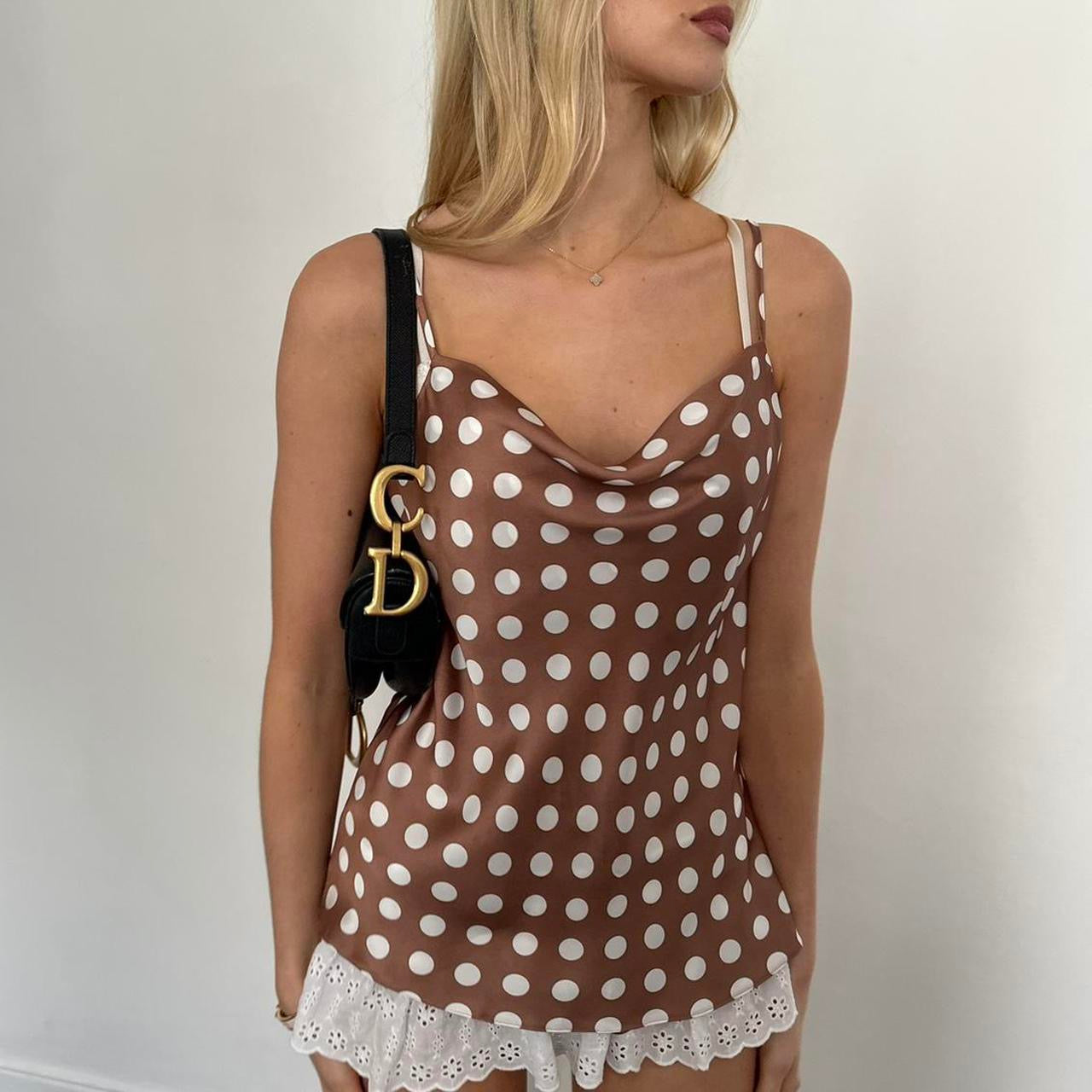 Vintage 90’s brown polka dot cami top