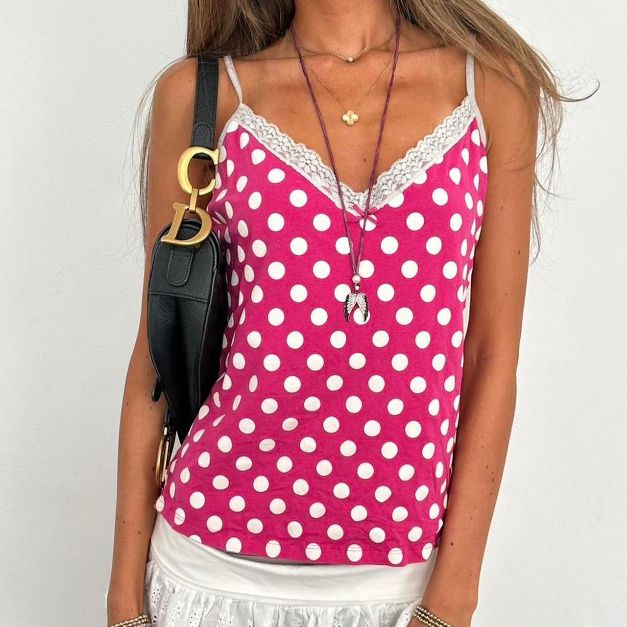 Vintage 2000’s pink polka dot top