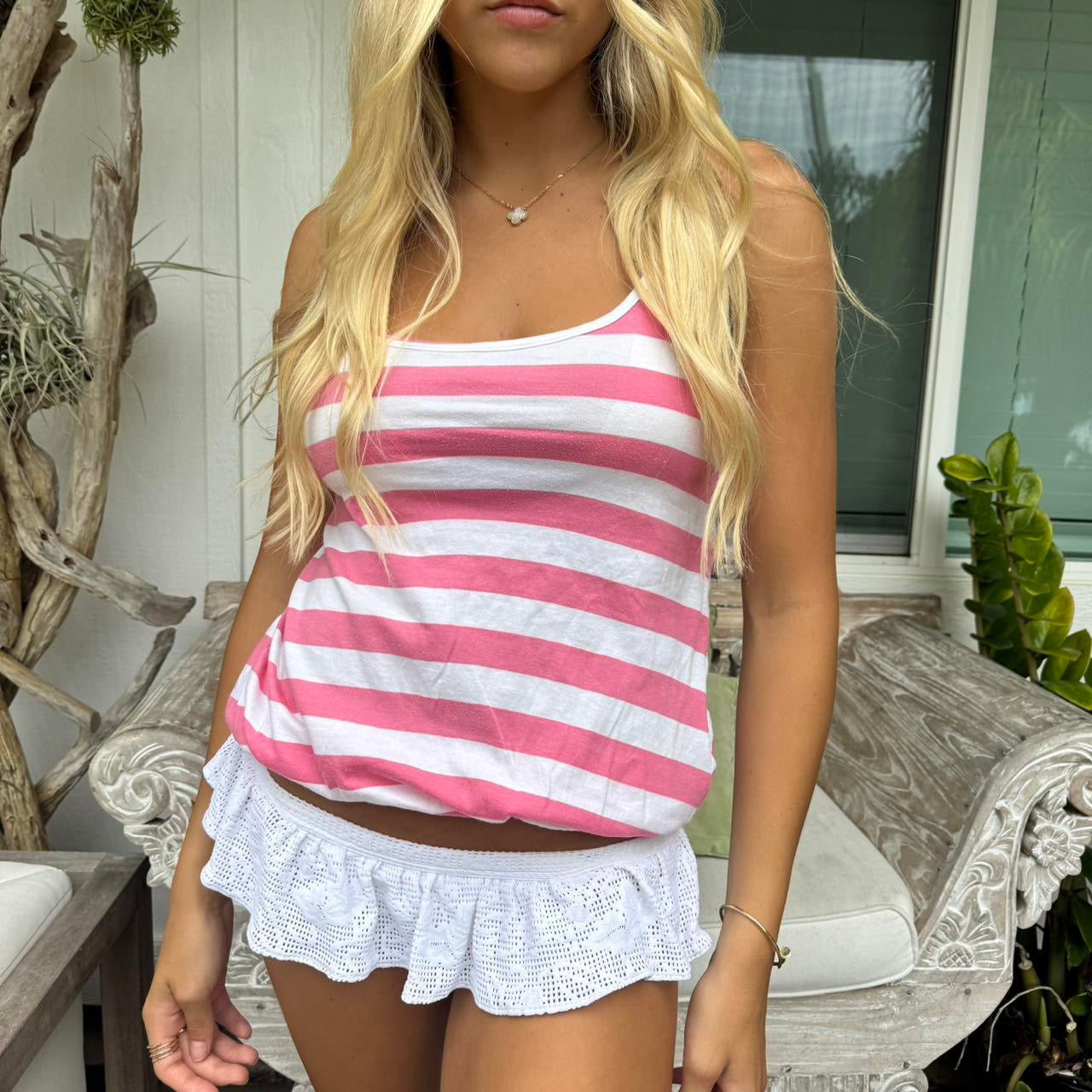 Vintage pink stripe cami top