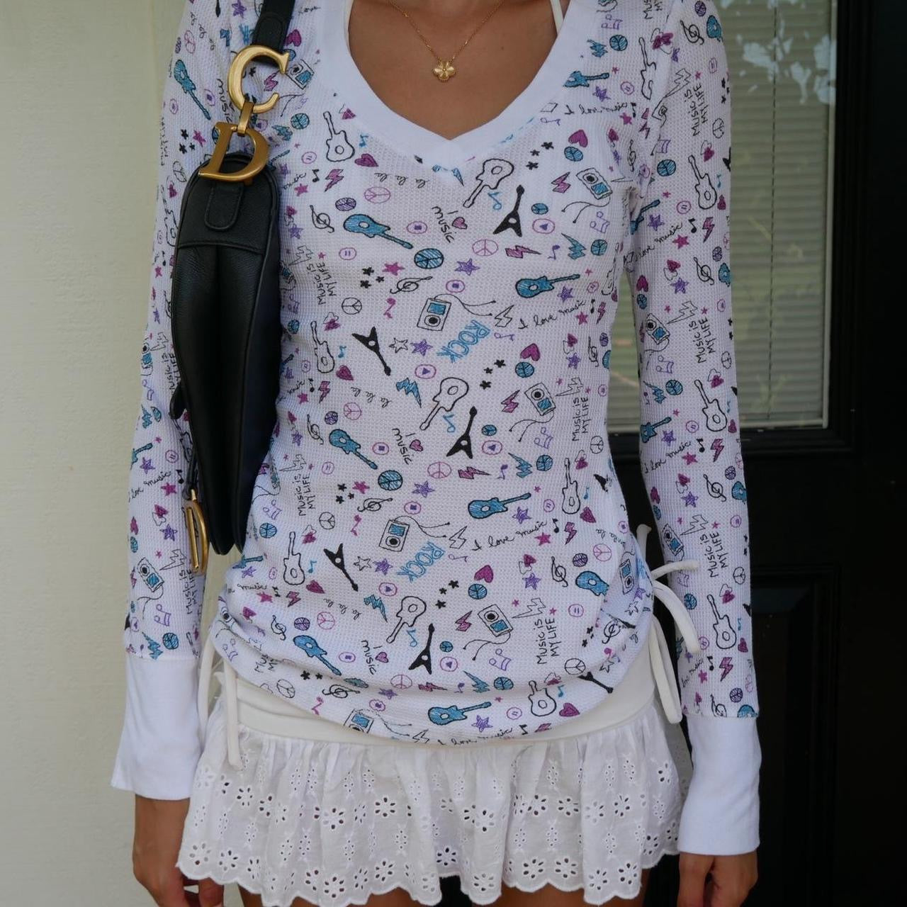 Vintage American doodle design long sleeve top