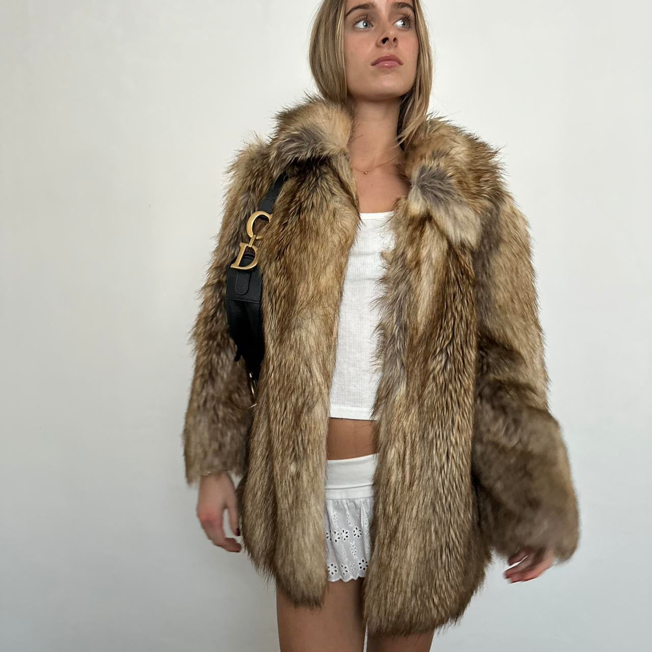 Vintage 2000’s light brown faux fur jacket