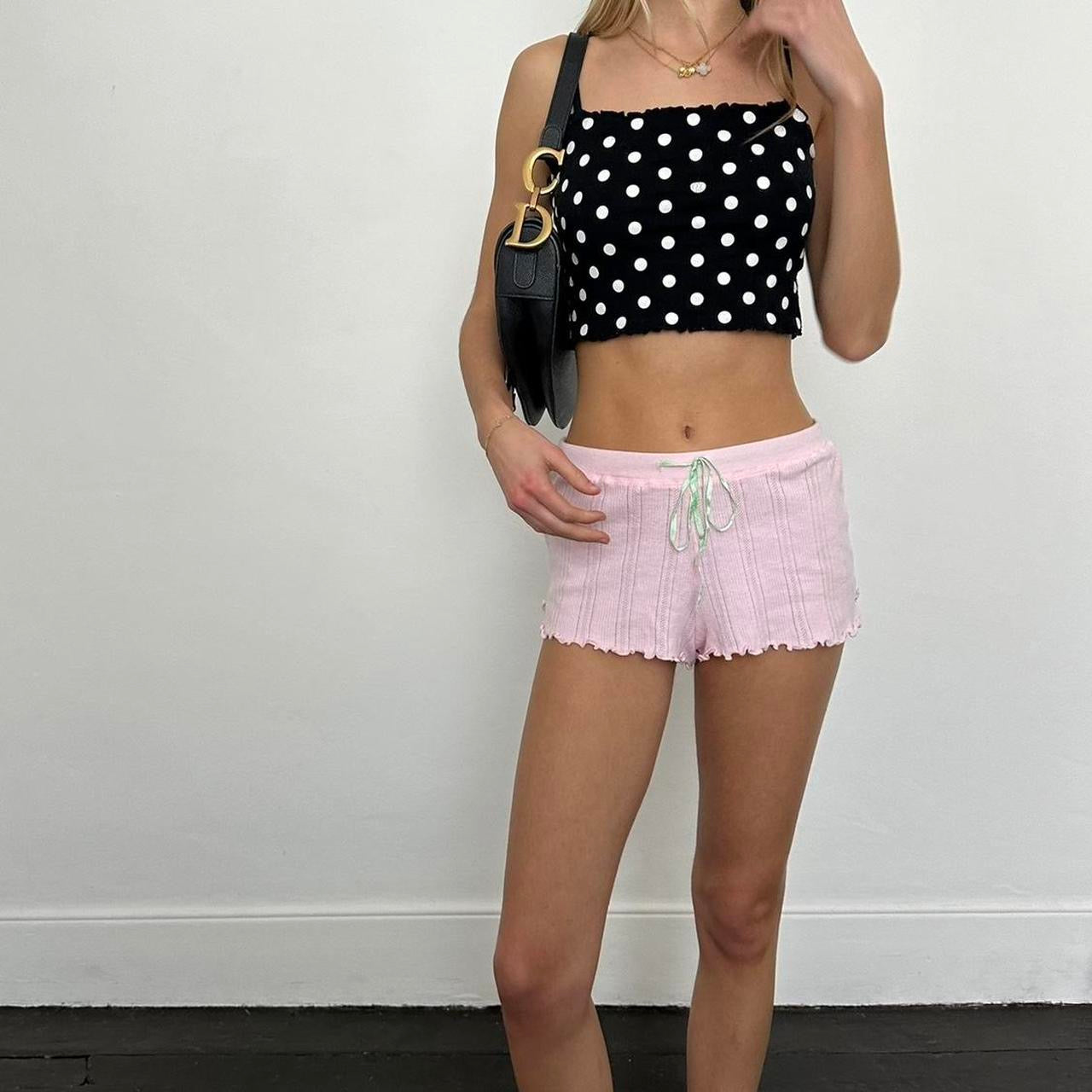 Vintage polka dot black cami top