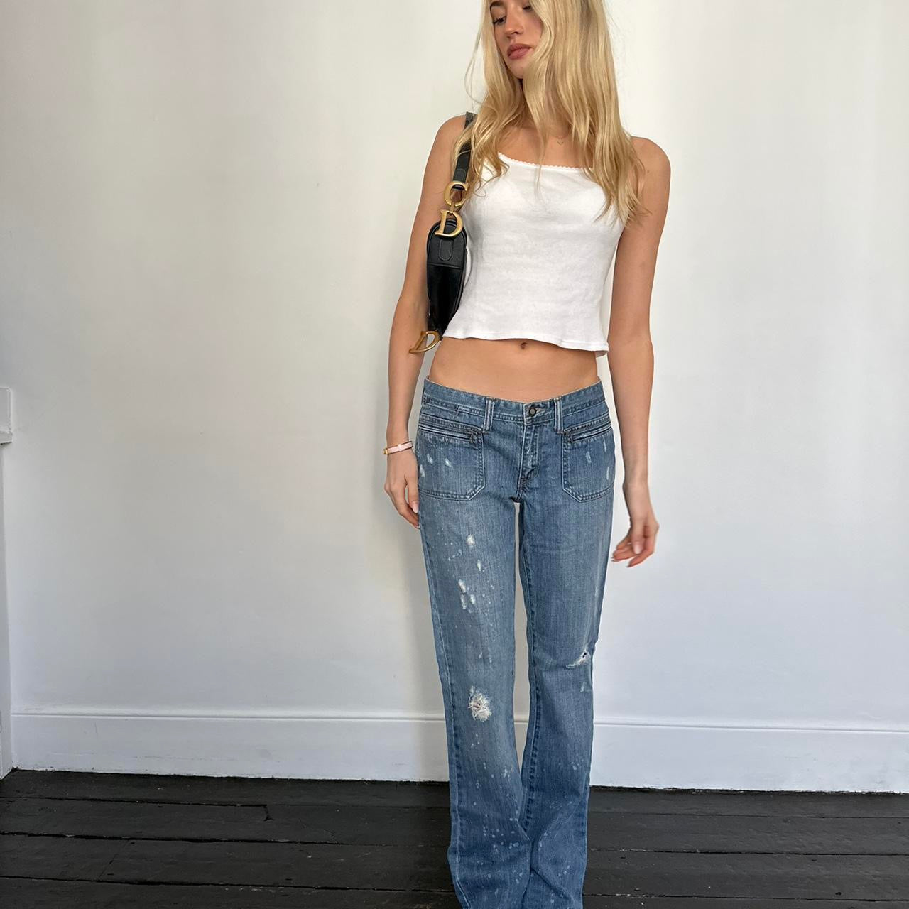 Vintage early 2000s Abercrombie and Fitch blue wash relaxed jeans