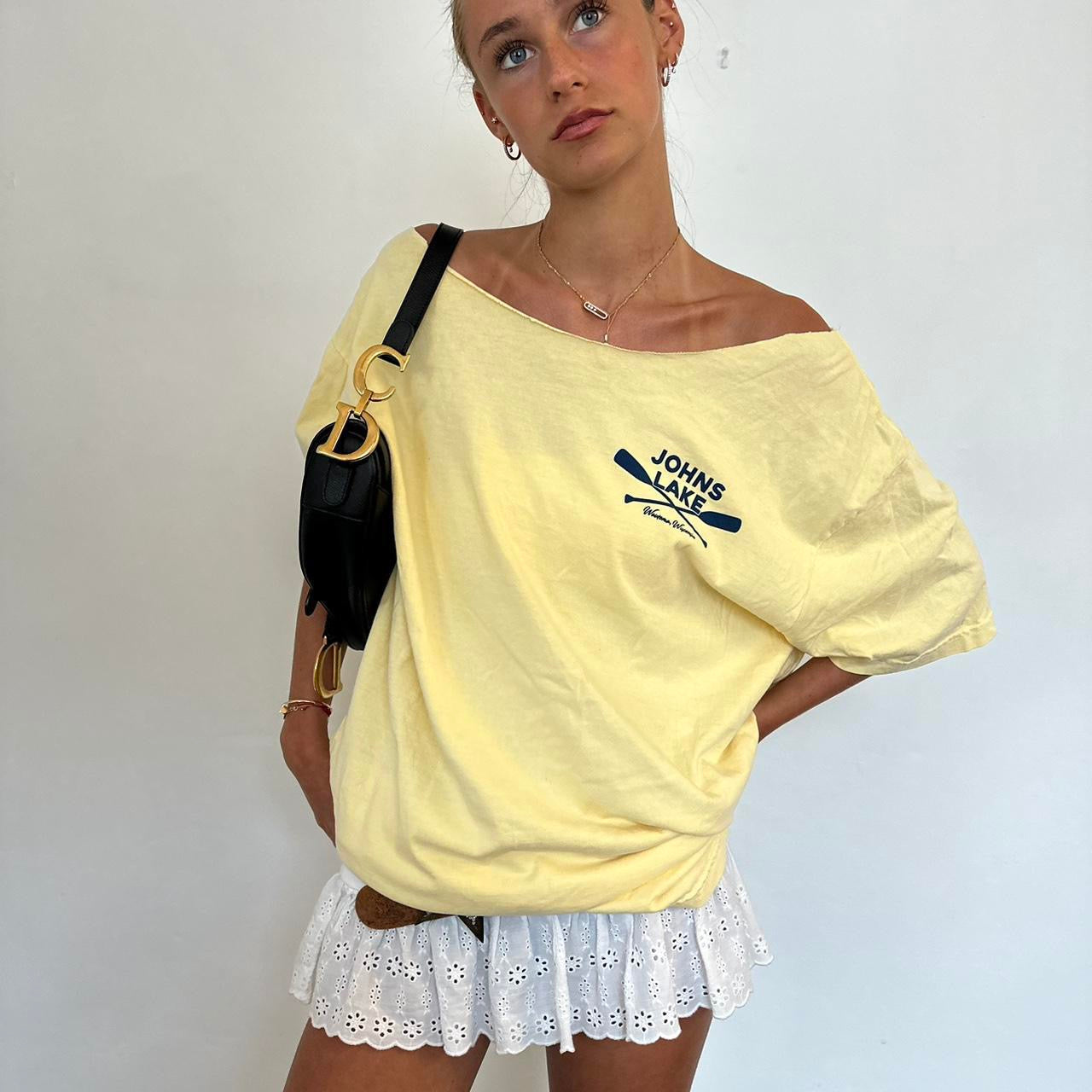 Vintage Johns Lake off the shoulder tee 💛