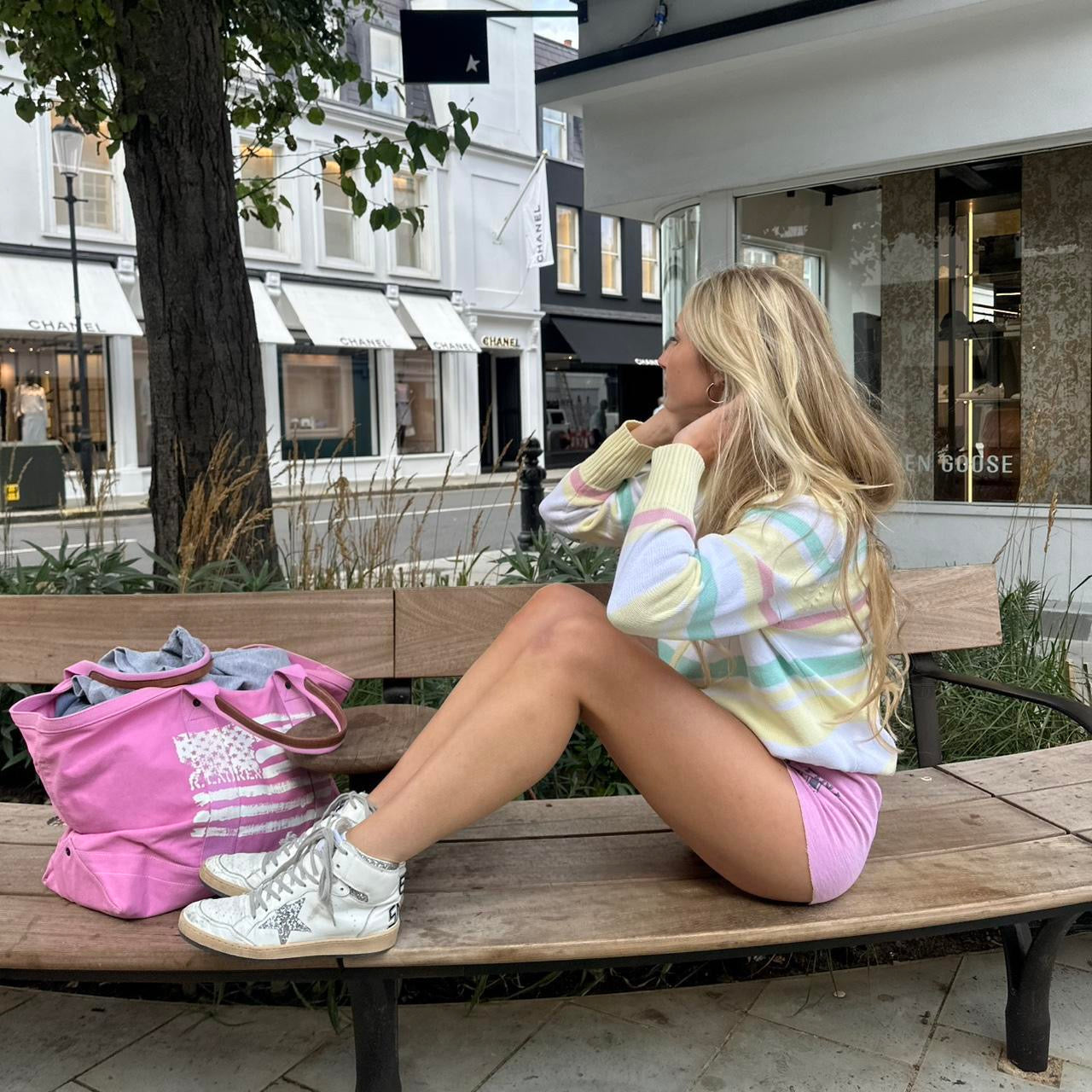 Vintage 90’s pastel striped yellow colourful knit zip up