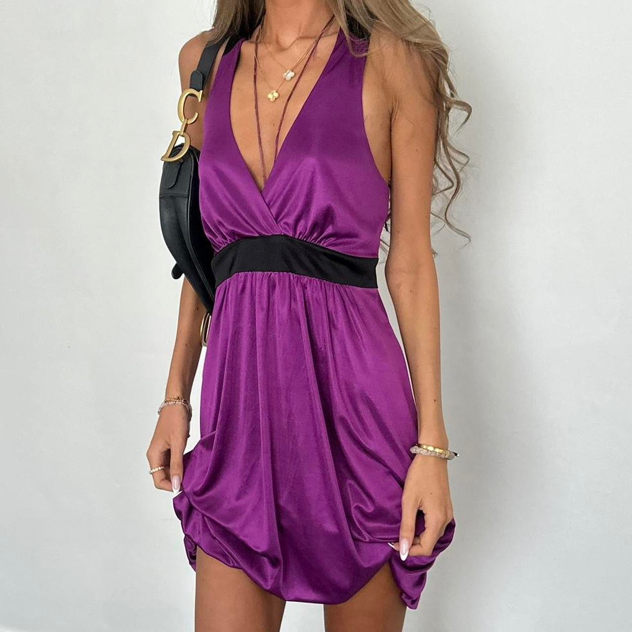 Vintage 00s purple silky mini dress