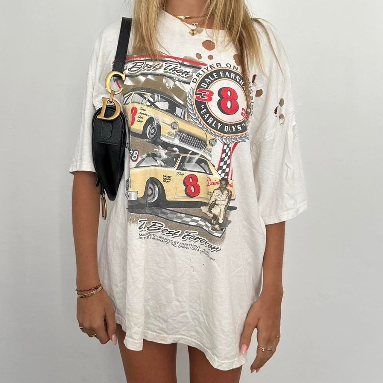 Vintage 90’s distressed car racing oversized top