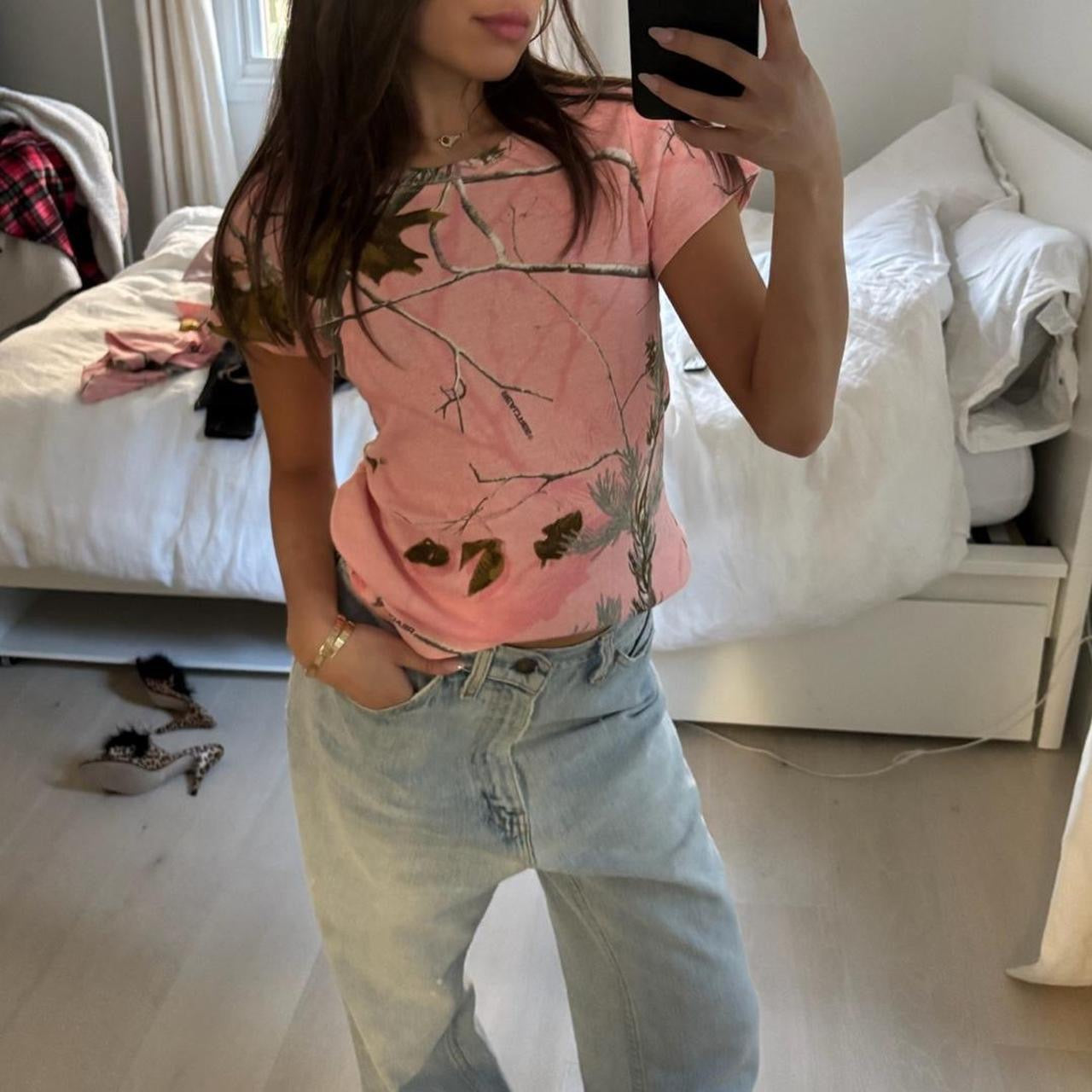 Vintage 2000’s pink camouflage baby tee