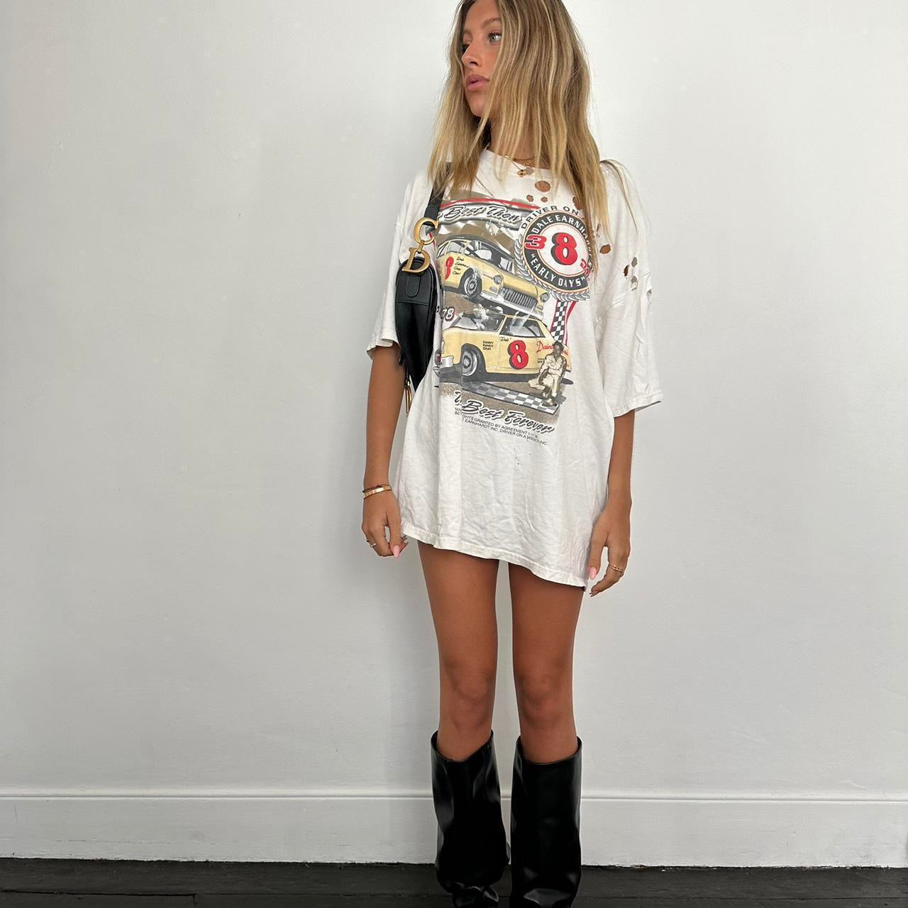 Vintage 90’s distressed car racing oversized top