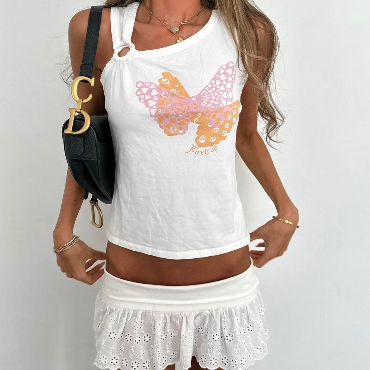 Vintage 2000’s white butterfly tank top