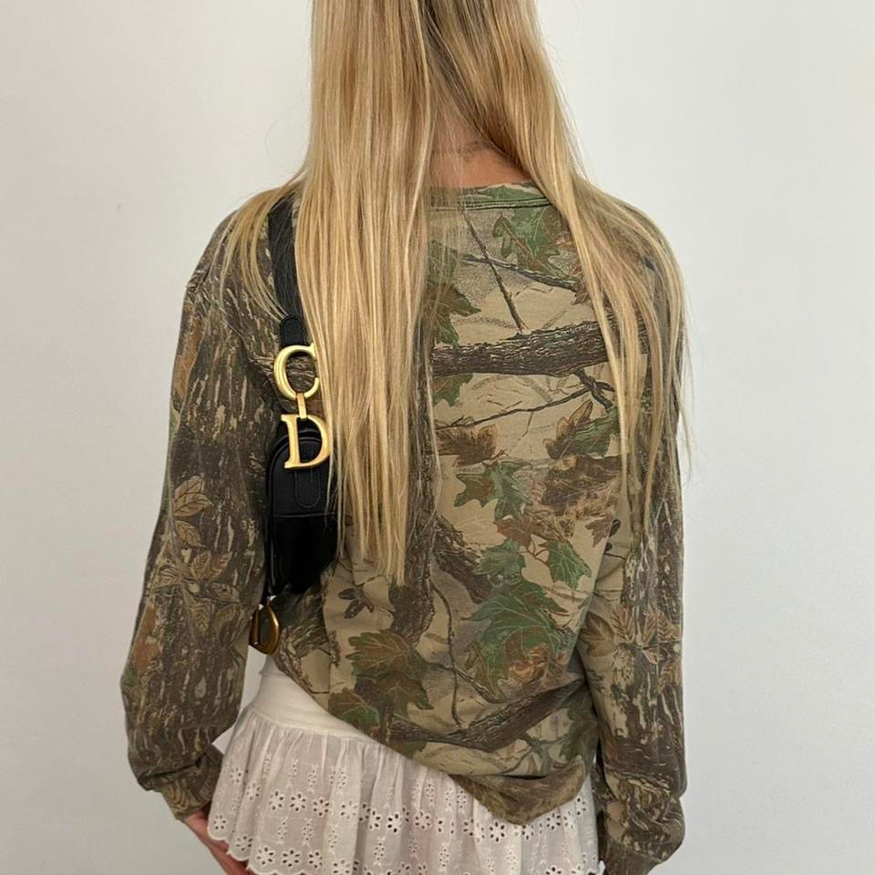 Vintage long sleeve camouflage top
