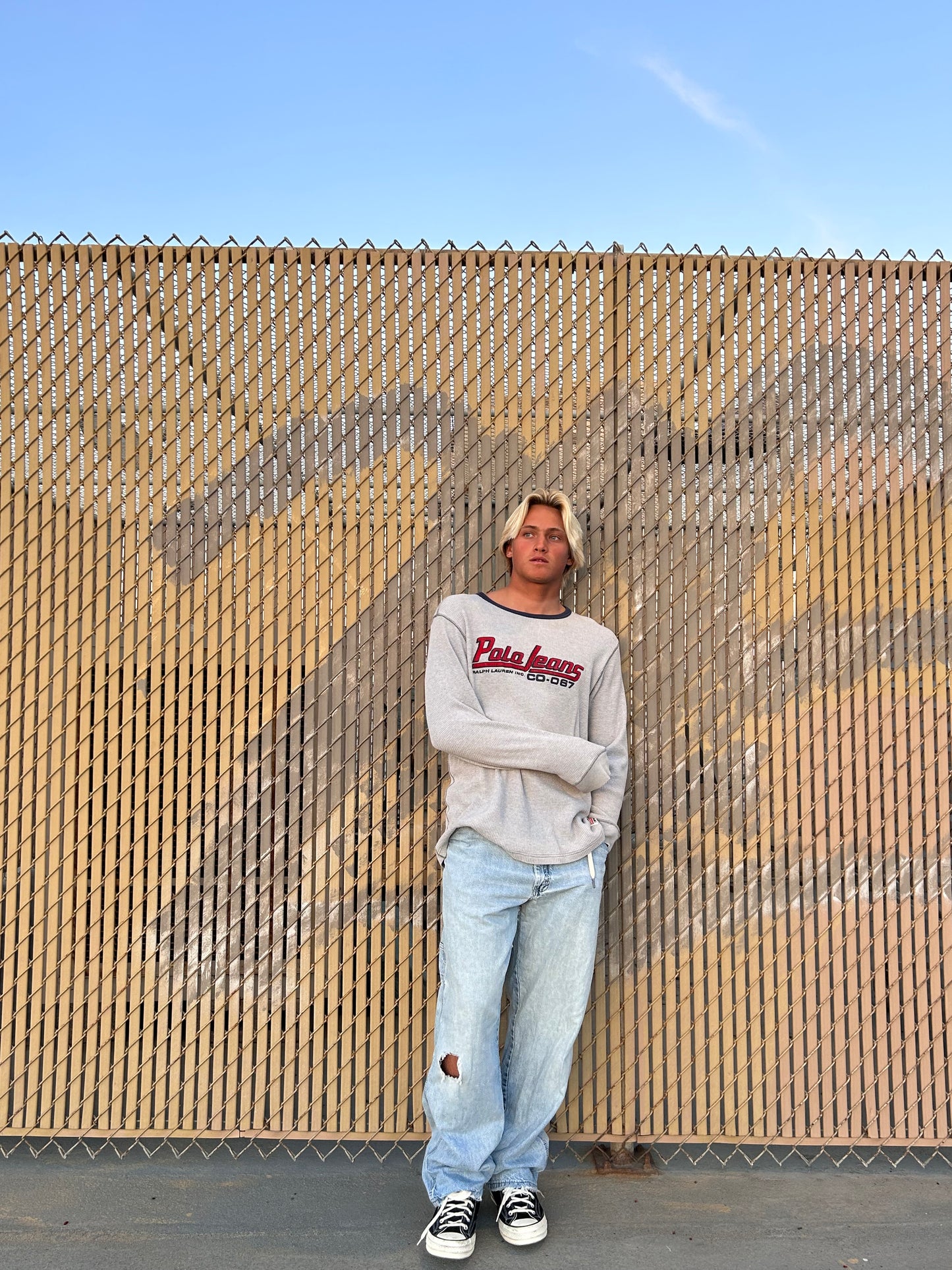 Vintage Polo Ralph Lauren grey waffle long sleeve top
