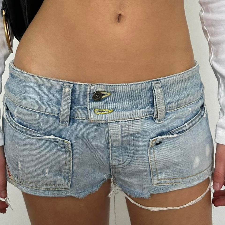 Vintage blue micro denim shorts