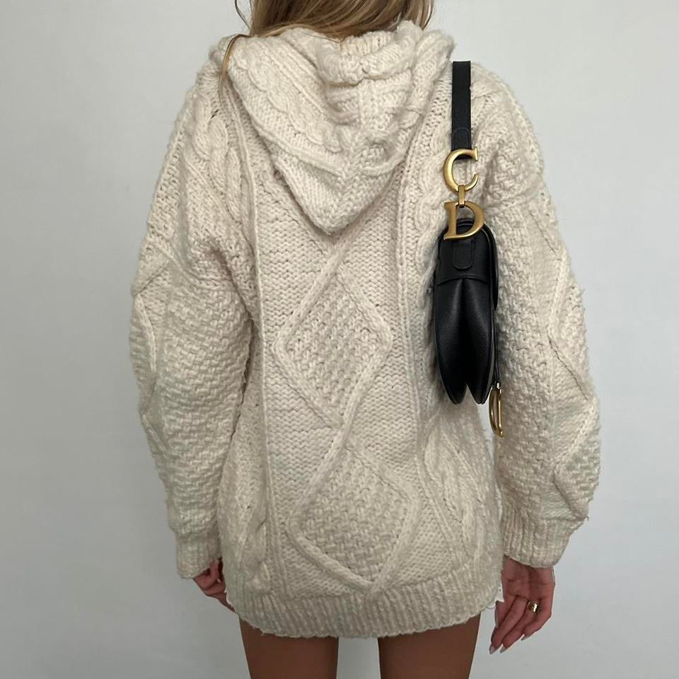 Vintage 90’s cream knit hooded jacket