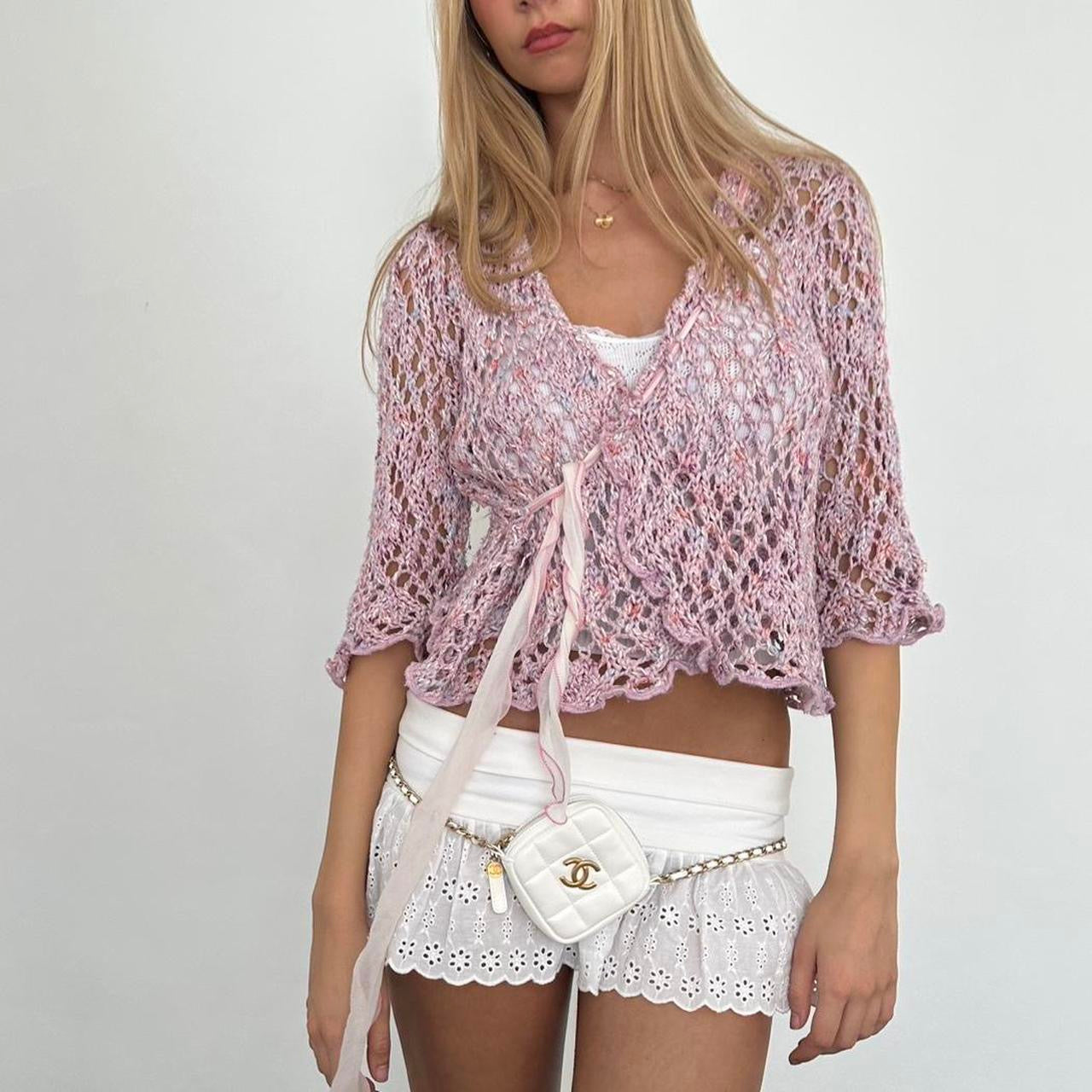 Vintage light pink delicate layering cardigan